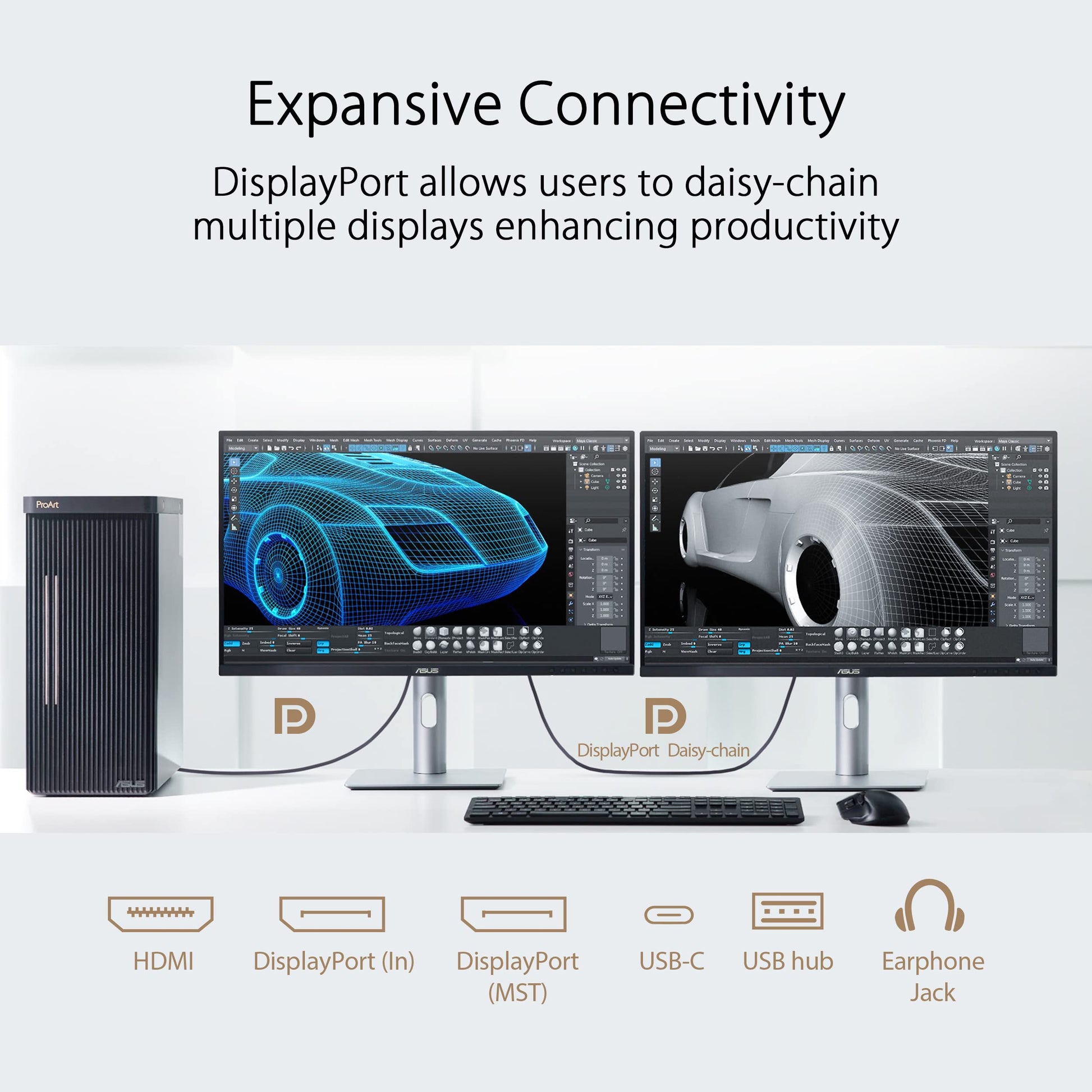 ASUS ProArt Display Monitor profesional de 32 pulgadas (31.5 pulgadas visible), IPS, 4K UHD (3840 x 2160), 98% DCI-P3, precisión de color ΔE < 2, verificado por Calman, USB-C PD 96W, cadena margarita,