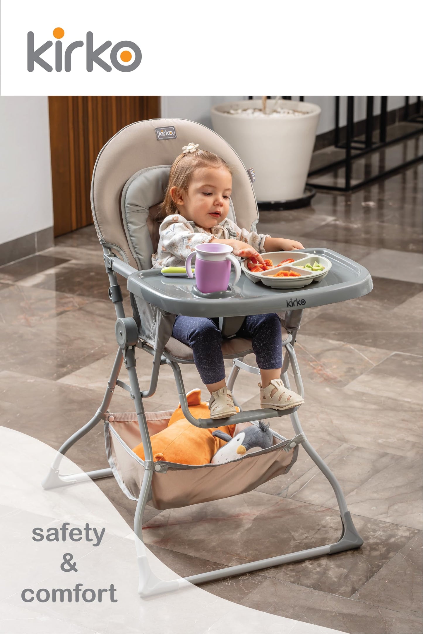 Kirko Silla Alta Bebé EasyGo High Chair, Ligera Y Compacta (Beige)