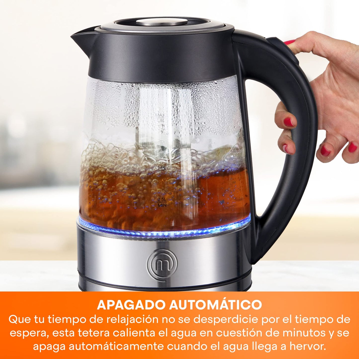 Hamilton Beach 31401 Horno Tostador Eléctrico de 4 Rebanadas (12 Litros), Acero Inoxidable + MASTERCHEF by Hukën | Tetera Eléctrica con Infusor Removible | Tetera de Acero