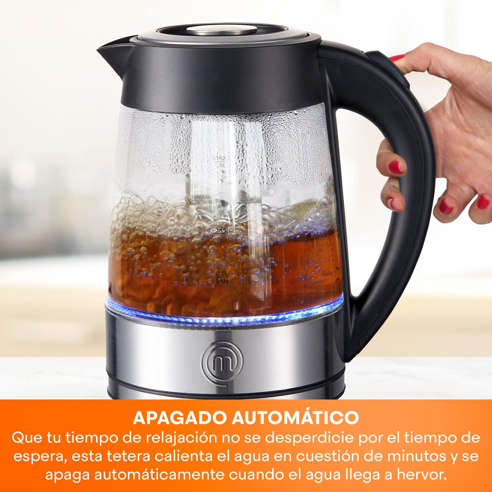 Hamilton Beach 31401 Horno Tostador Eléctrico de 4 Rebanadas (12 Litros), Acero Inoxidable + MASTERCHEF by Hukën | Tetera Eléctrica con Infusor Removible | Tetera de Acero