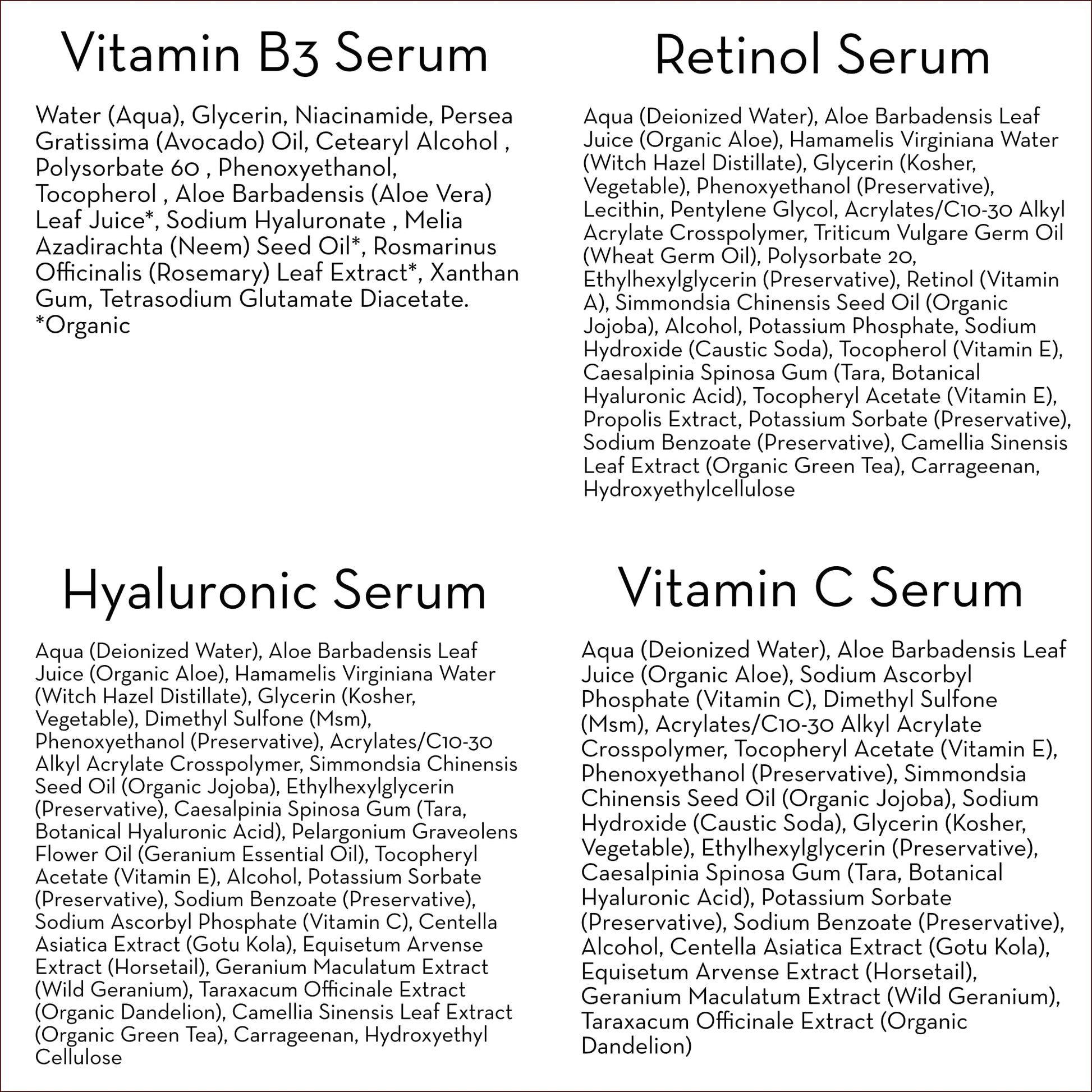 Pure Body Naturals Facial Serum Set - Hyaluronic Acid Serum, Retinol Serum, Vitamin C Serum, and Vitamin B3 Serum - A Perfect Serum Gift Set for Women of All Ages