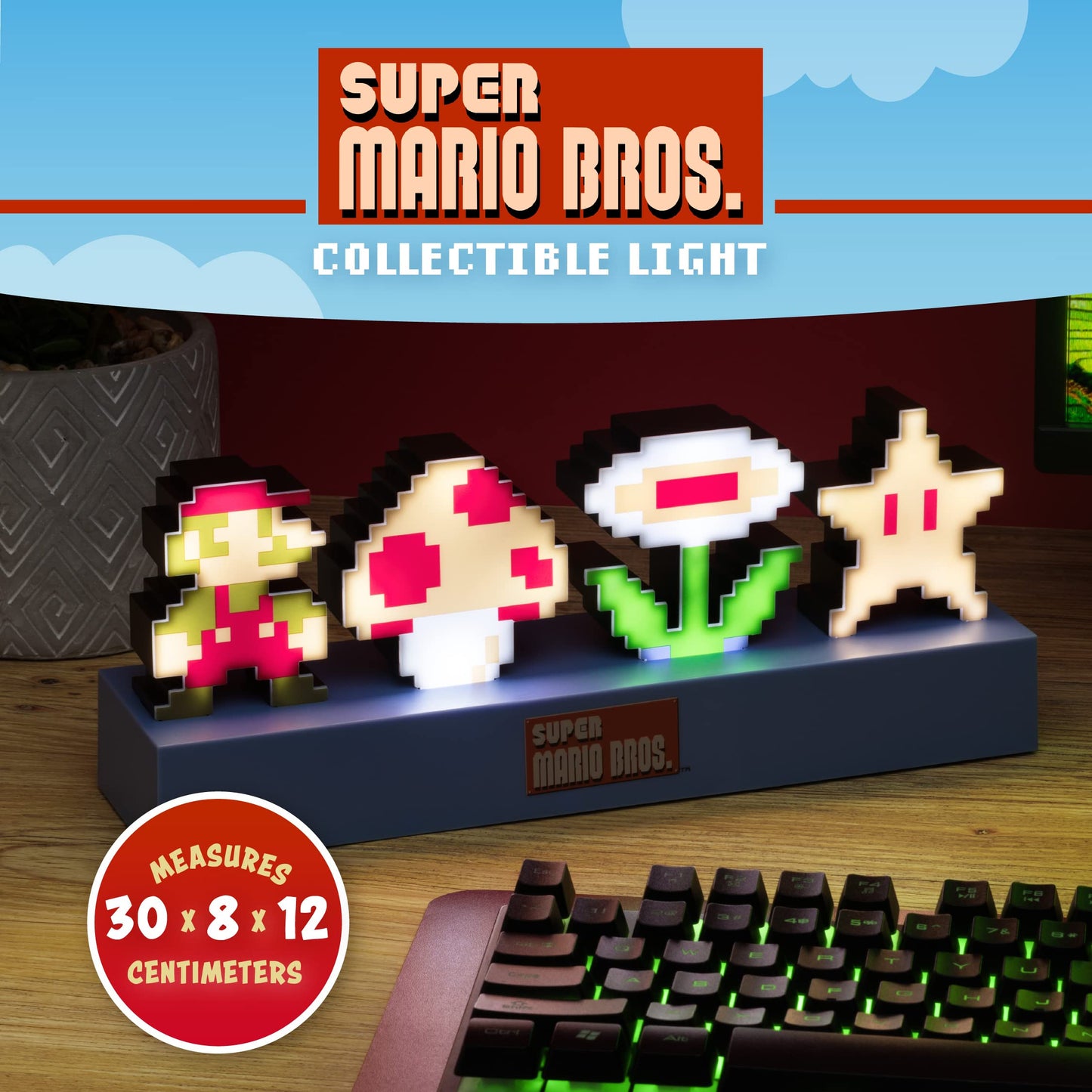Figura Decorativa Iluminada Paladone Super Mario Bros Icons para Recámara