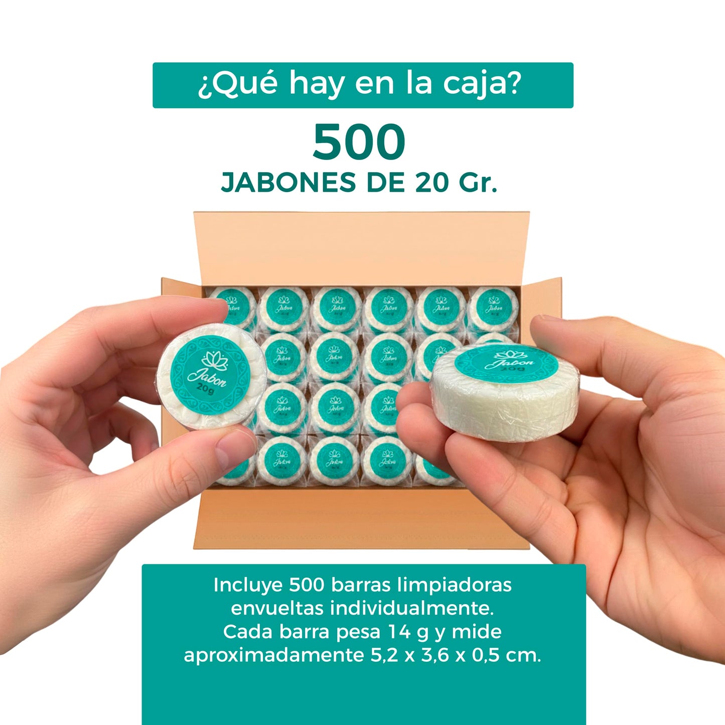 Caja de Jabón Corporal de 20g Con 500 Piezas, Mini Jabones Redondos Relajantes, Ideal Para Hoteles, Airbnb, Posadas, Hospitales, Spa, Jabon de Baño, Jabón Corporal Ecospa (Limón)