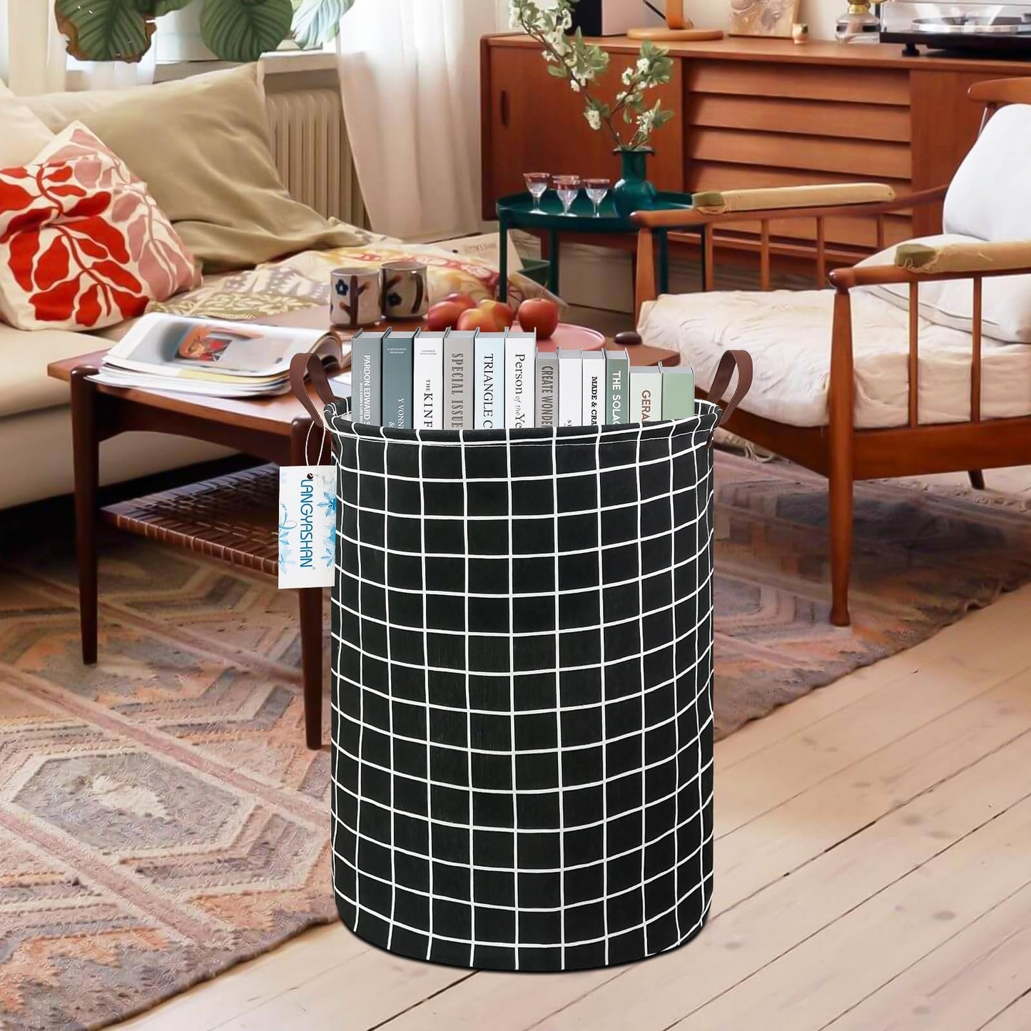 Langyashan - Cesta de almacenamiento, cesta plegable de algodón para niñas, cestas de ropa, canasta de juguetes, cestas de regalo, dormitorio, ropa y habitación de bebé