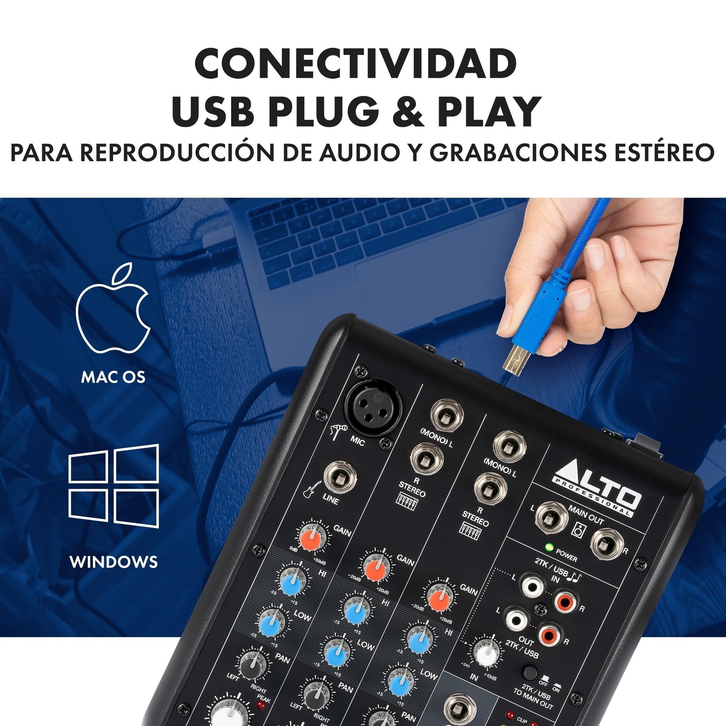 Mezcladora de Audio ALTO TrueMix 500 Interfaz USB Negro para Actuar en Directo y Podcasts