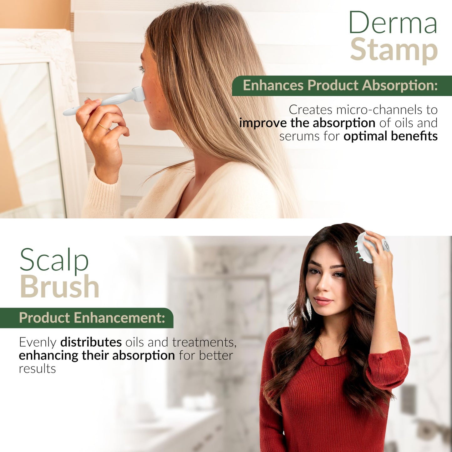 Datchi Derma Stamp & Scalp Massager - Cuidado De La Piel, Herramienta De Microagujas Para El Cuidado De La Barba Y El Cuero Cabelludo, Depurador Del Cuero Cabelludo Con Silicona Suave, Dermastamp - De