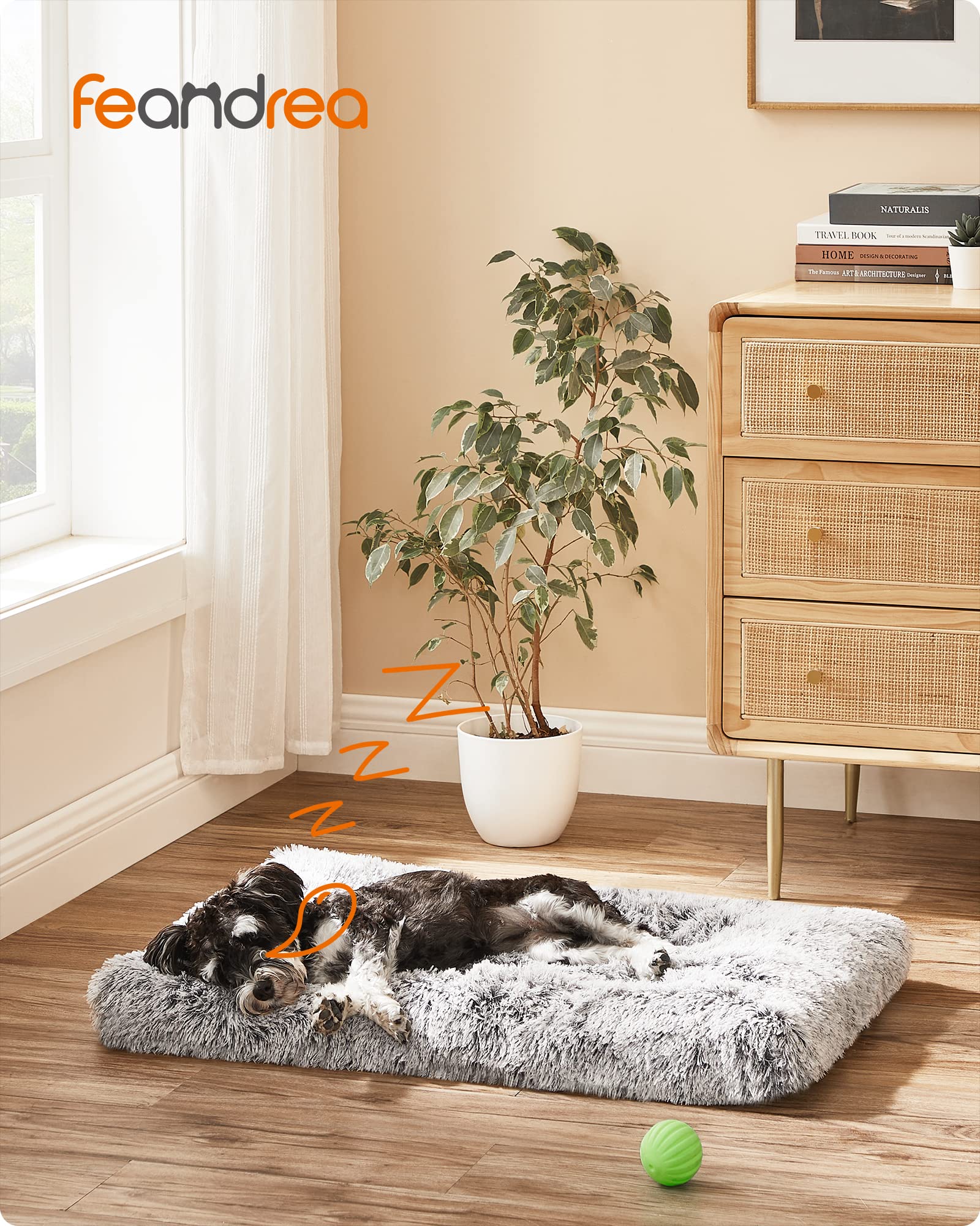 Feandrea Cama para Perros, Sofá para Mascotas, 80 x 50 cm, Lavable a Máquina, con Cojín, Gris Claro MPGW201G01