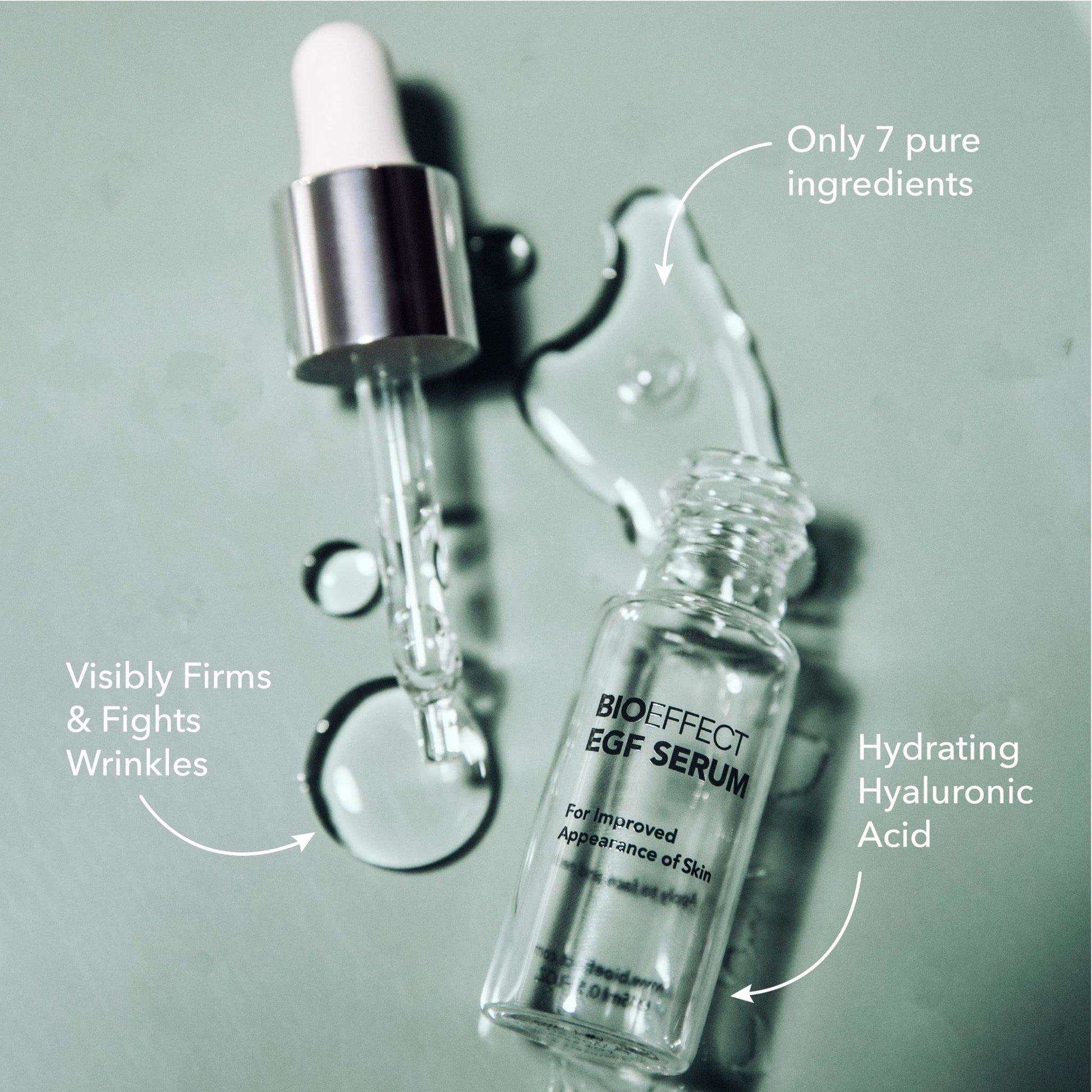 Bioeffect EGF Serum Treatment Duo con ácido hialurónico, mejora la piel con tratamiento hidratante, reafirmante, antiarrugas para cara y cuello, día y noche, el mejor suero facial de rodillo derma