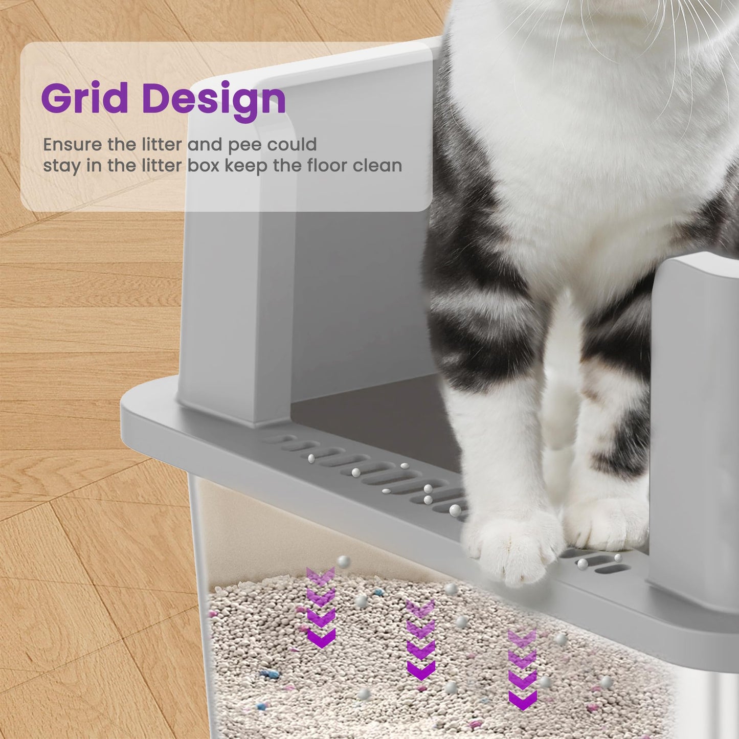 Arenero de Acero Inoxidable TIUUBT XXL Extragrande con Tapa Alta para Gatos Grandes y Hogares con Varios Gatos