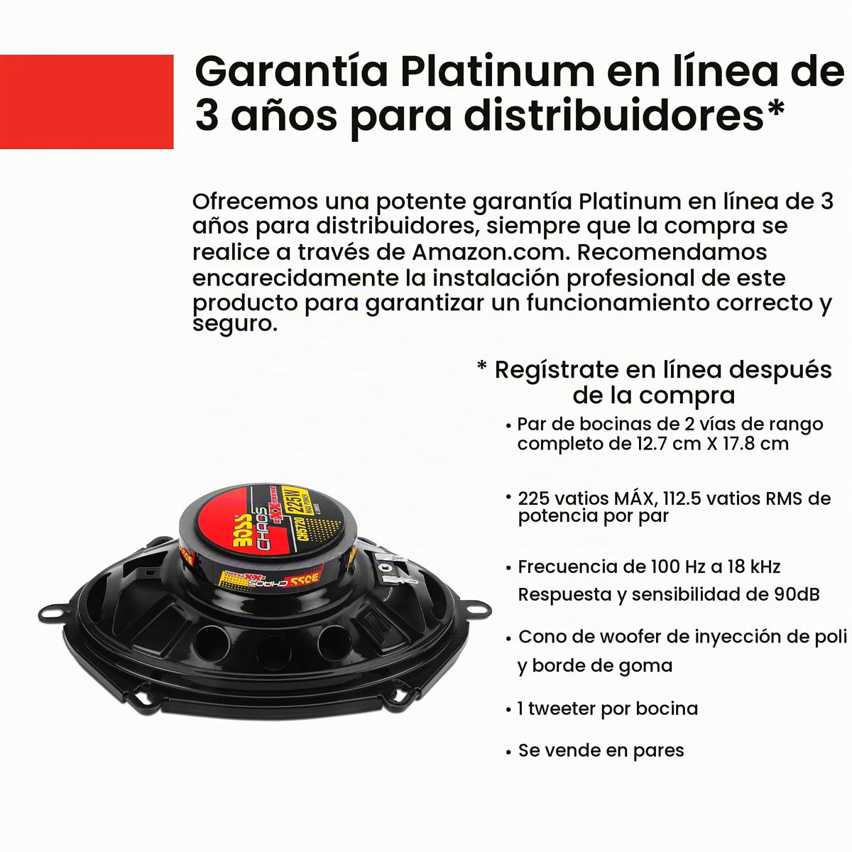 Altavoces de Coche BOSS Audio CH5720 5x7 Pulgadas de Alto Rendimiento 225 Vatios 2 Vías