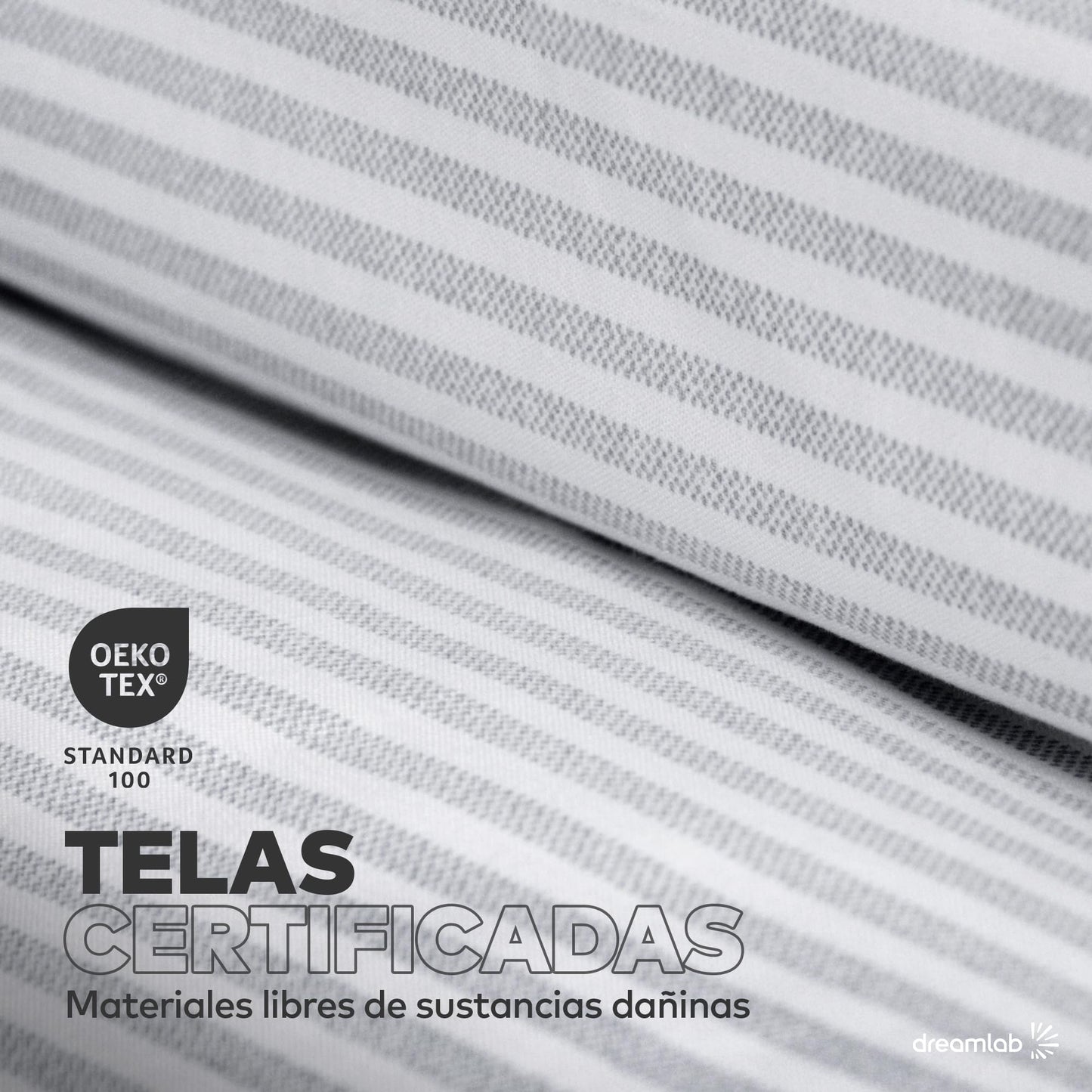 Edredón Dreamlab Rayas Gris Grafito Microfibras Hipoalergénico para Toda Estación