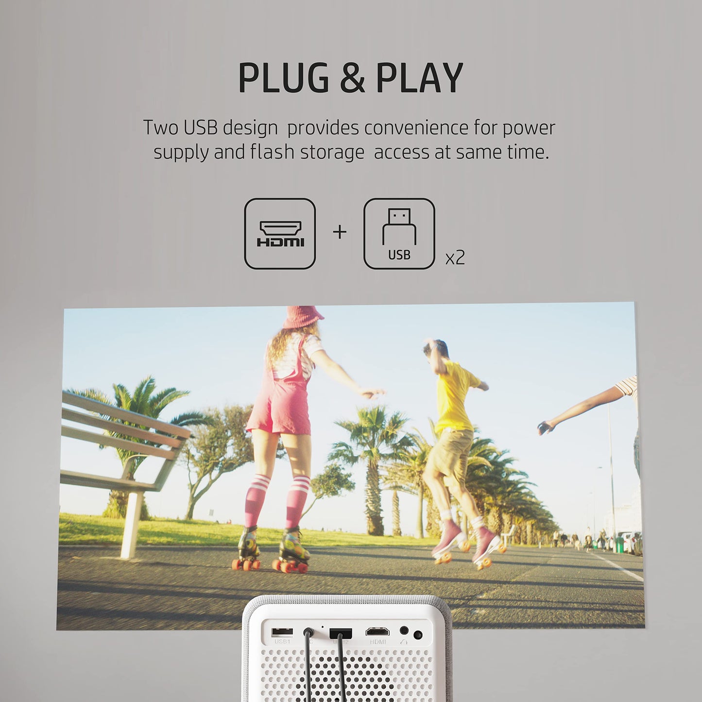 HP Citizen Cinema Projector | Portátil para hogar y oficina | Sistema de cine en casa FHD 1920 x 1080p | Visualización de 80 pulgadas, USB, HDMI y transmisión para Firestick