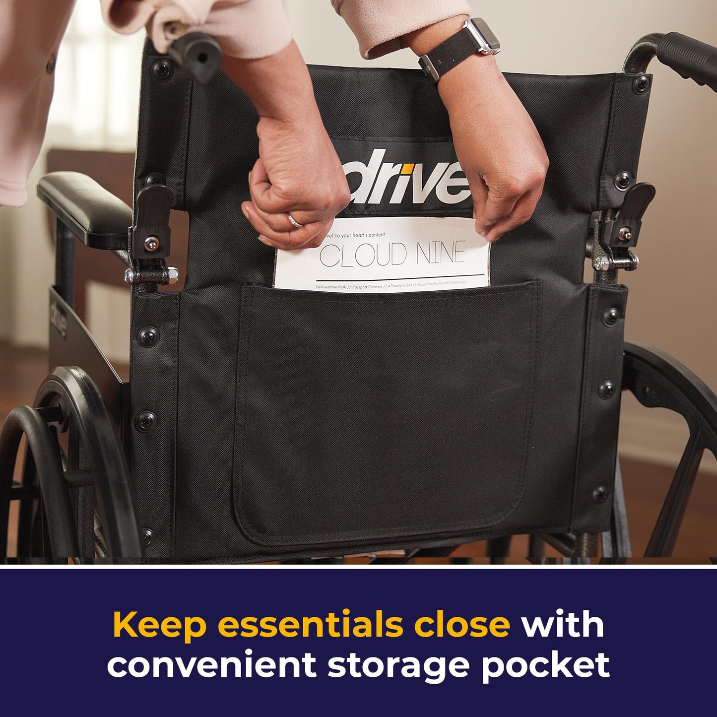 Silla de Ruedas Drive Medical Plata con Brazos Completos y Reposapiés Extraíble