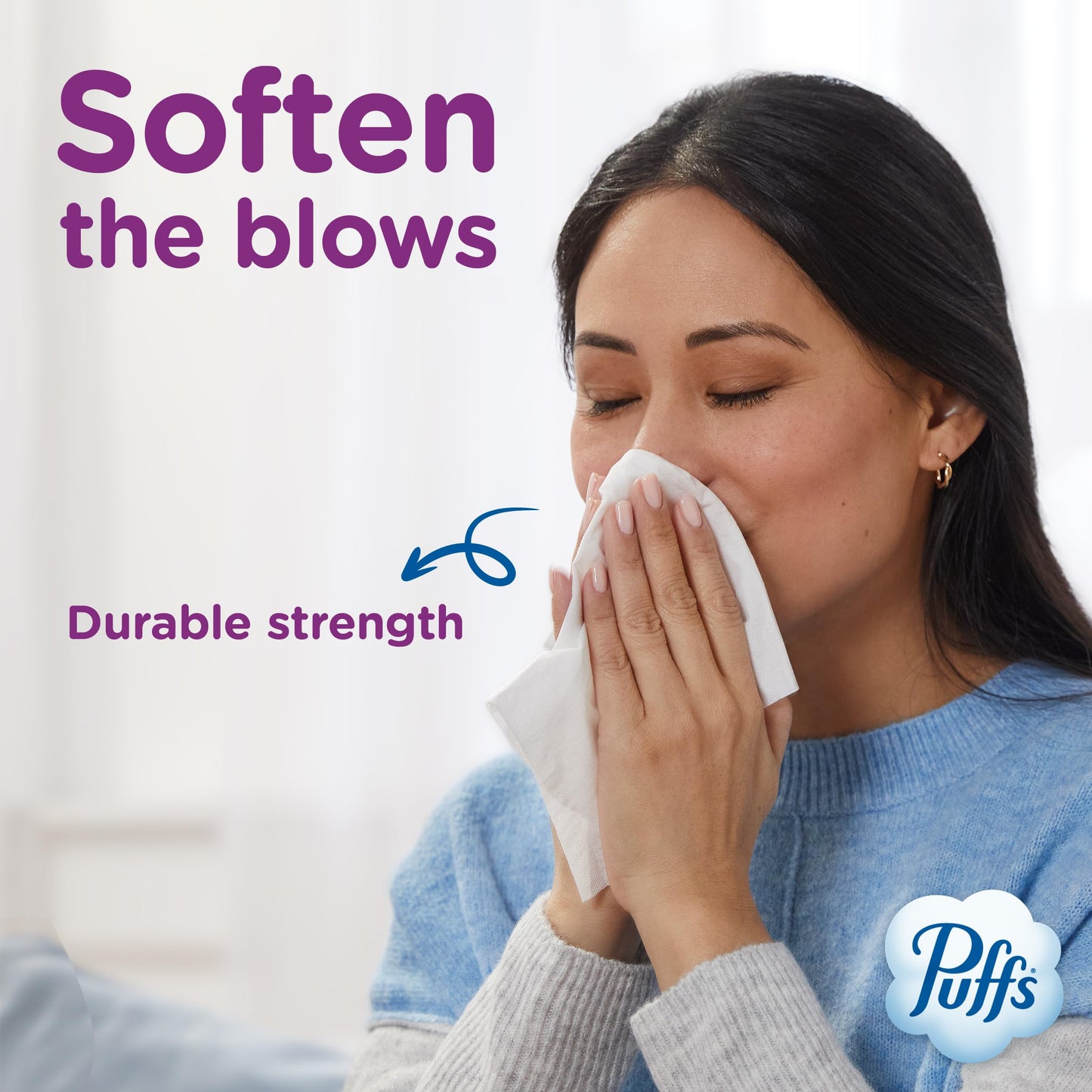 Puffs Pañuelos faciales ultra suaves y fuertes, 124 unidades