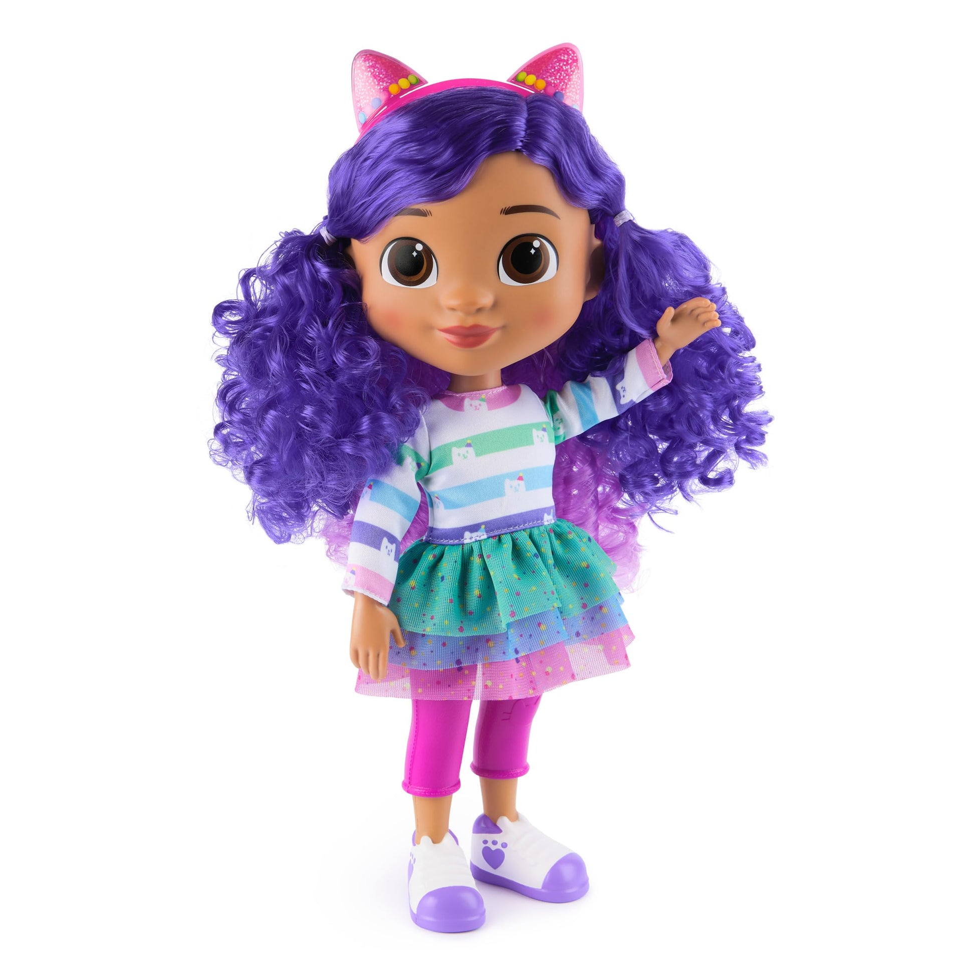 Gabby’s Dollhouse, 'Gabby Girl' Que Canta y celebra, muñeca de 33 cm de Altura con Efectos de Sonido y Orejas de Gato Reversibles, Juguetes para niños y niñas a Partir de 3 años