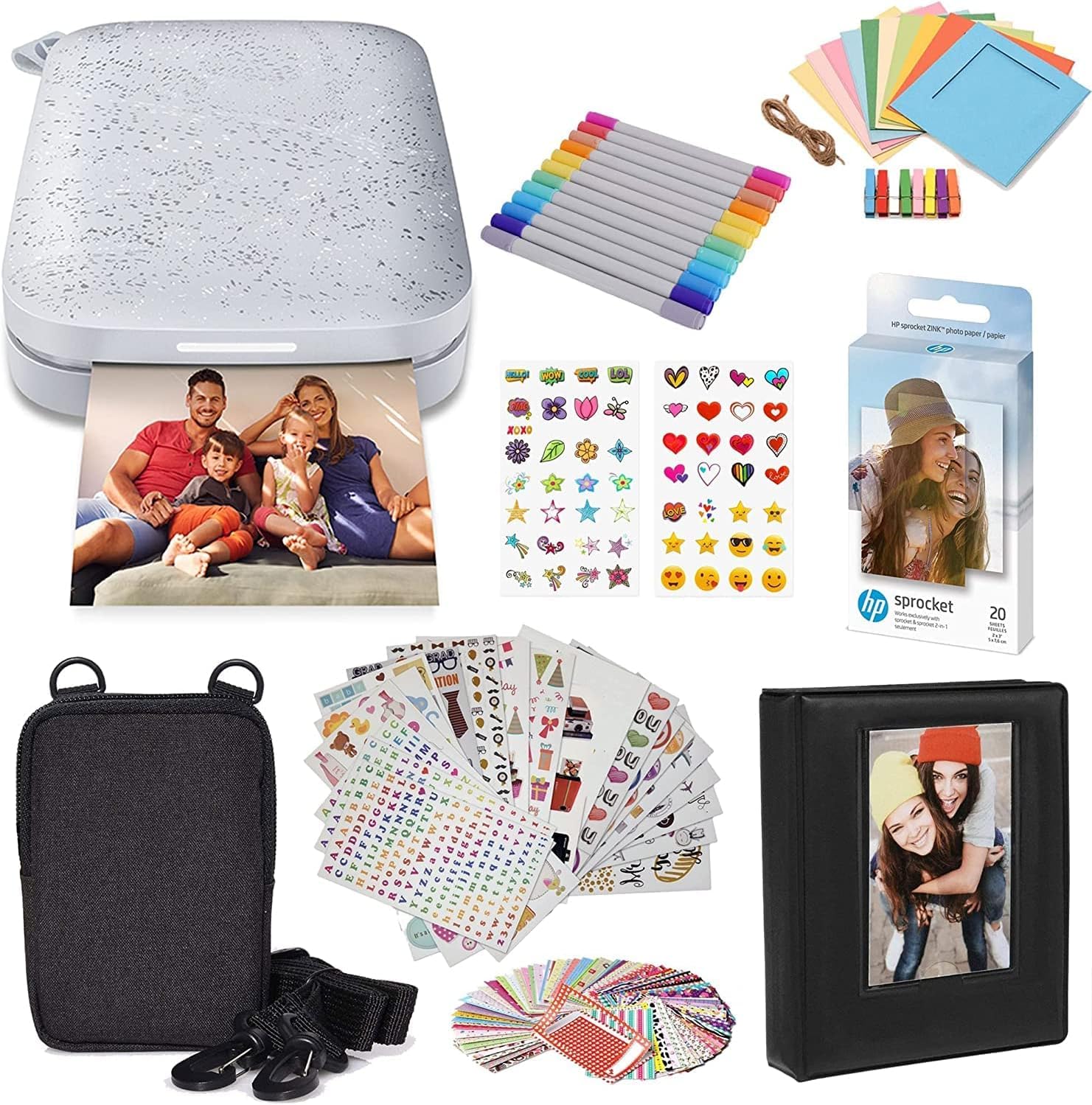 HP Sprocket Portable 2x3 Instant Photo Printer (Luna Pearl) Starter Bundle