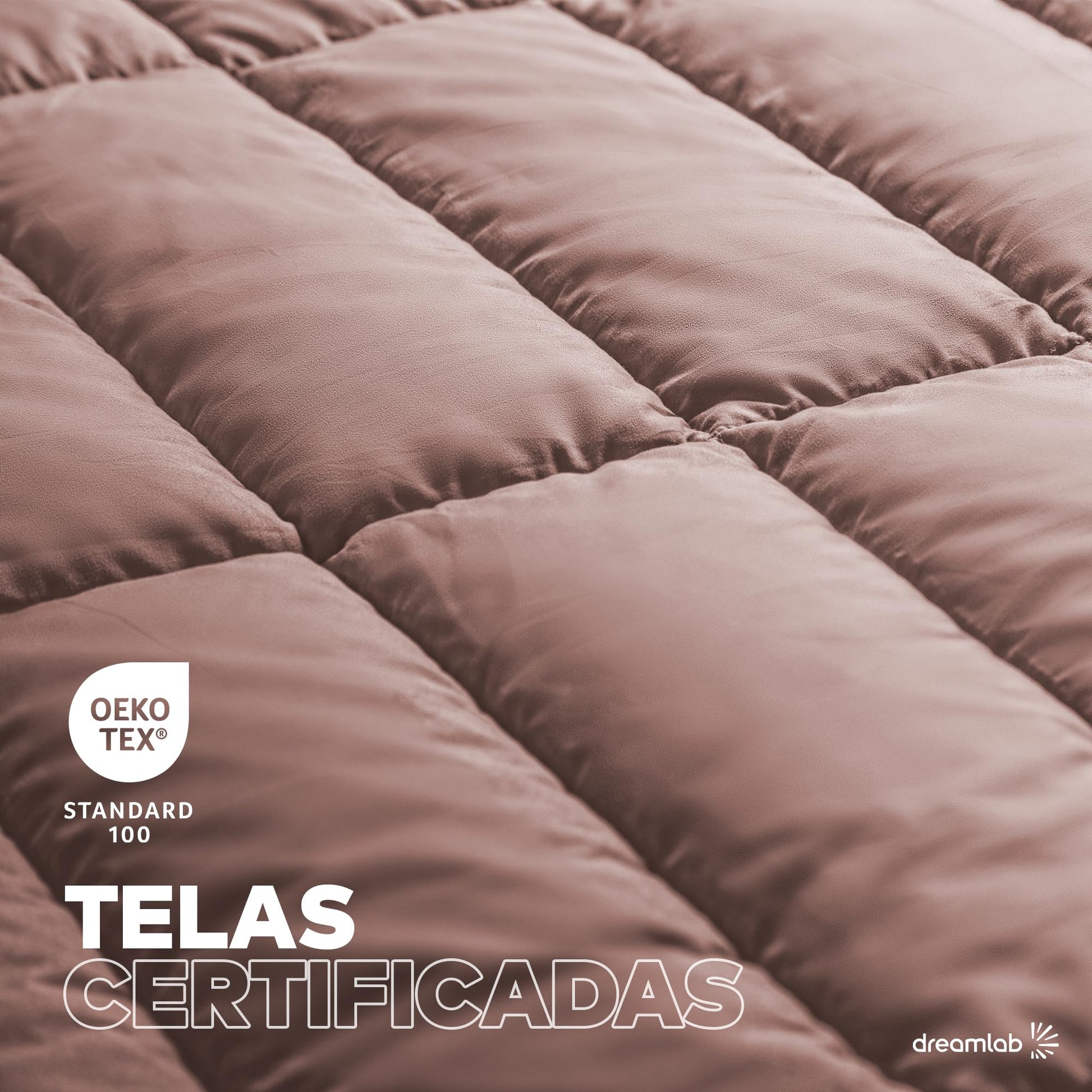 Dreamlab Edredón Acolchado para Toda Estación. Relleno de Microfibras Recubiertas con Gel. Lavado a Máquina. Usar como Edredón o con Funda Duvet. Hipoalergénico. (Rosa Palo, Queen 223 x 223cm)