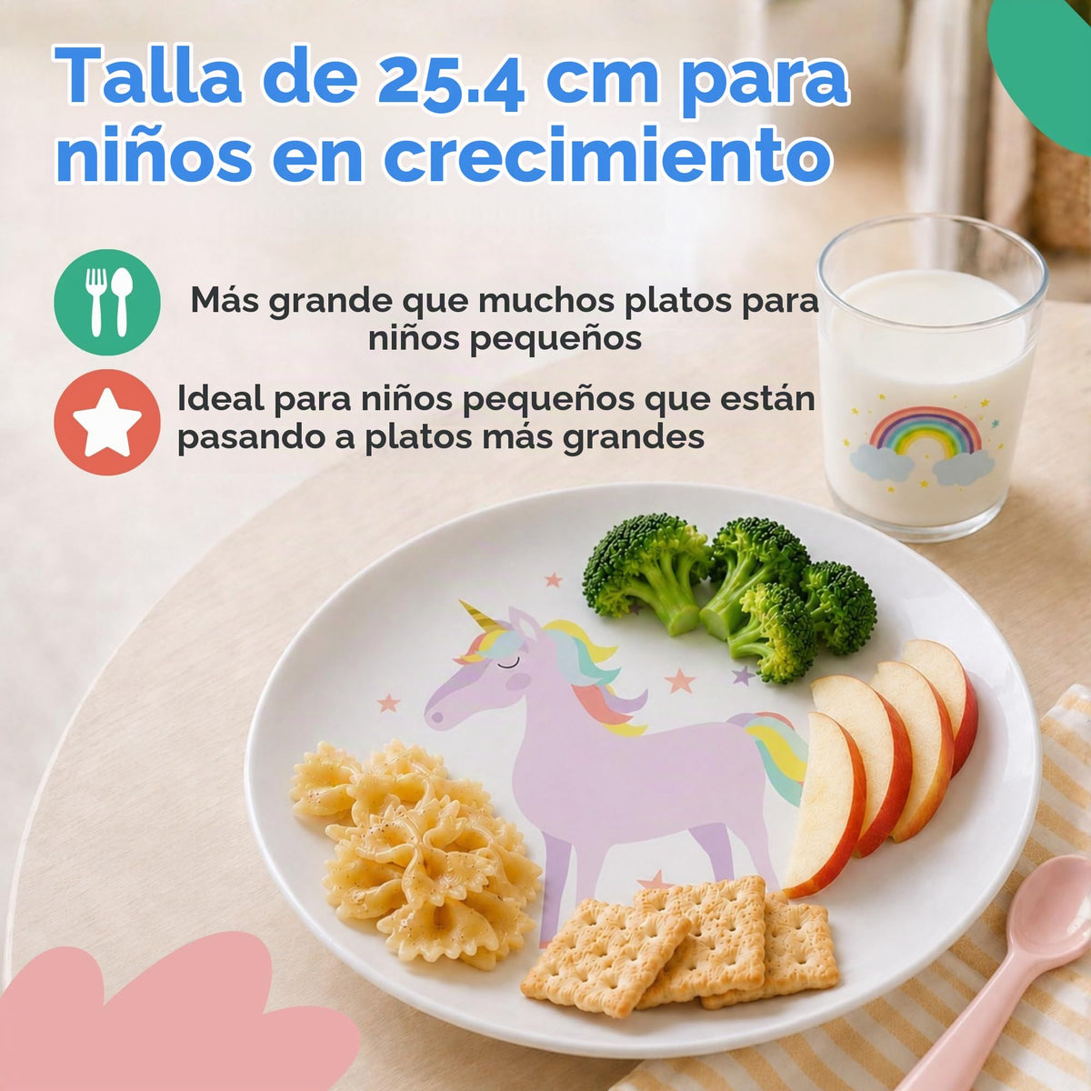 Tiny Expressions - Juego de 4 platos de unicornio de 10 pulgadas