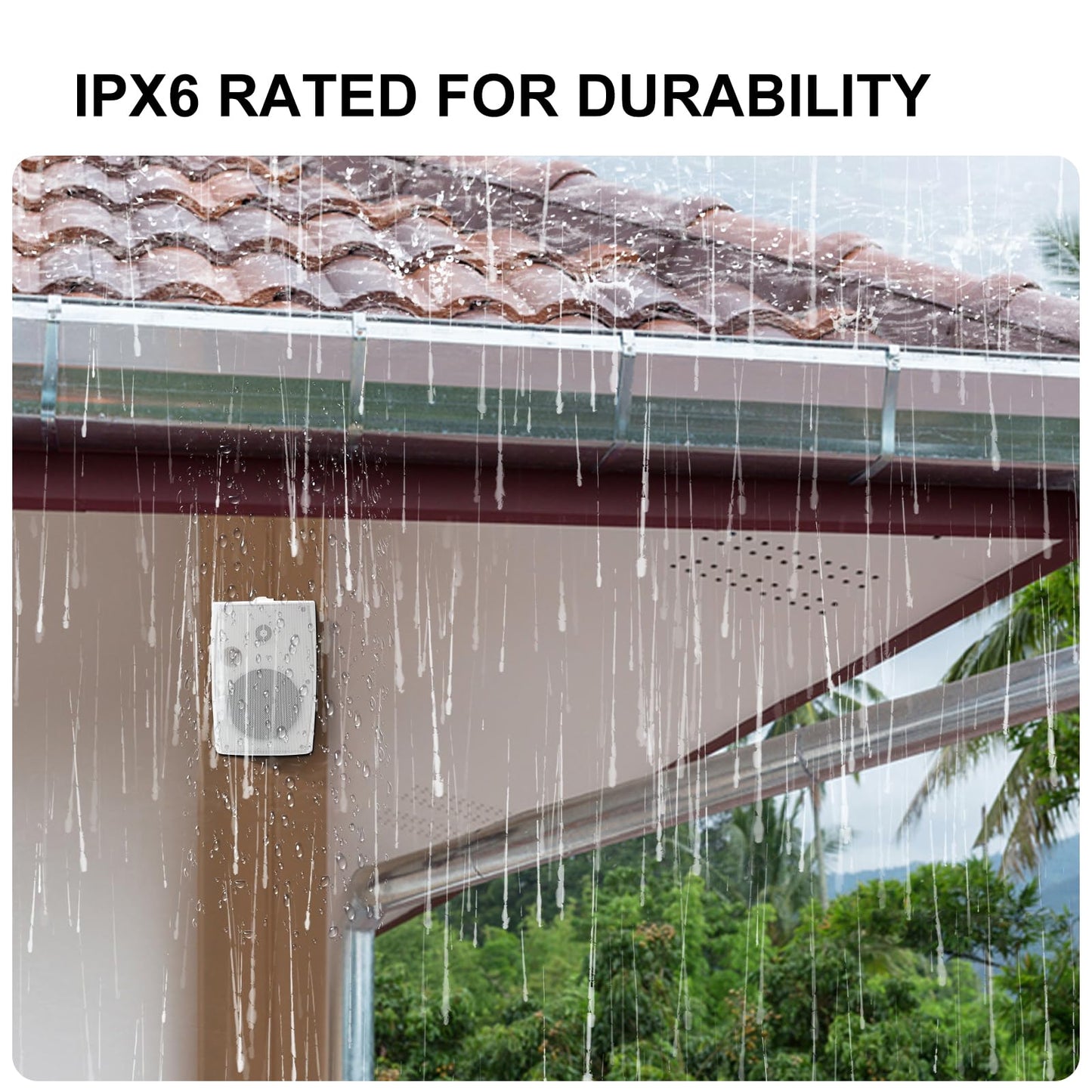 Herdio - Altavoces pasivos para exteriores de 6.5 pulgadas y 800 W con cable, impermeables, de 2 vías montadas en la pared con bajo, adecuados para patio, piscina, terraza, porche, patio trasero,