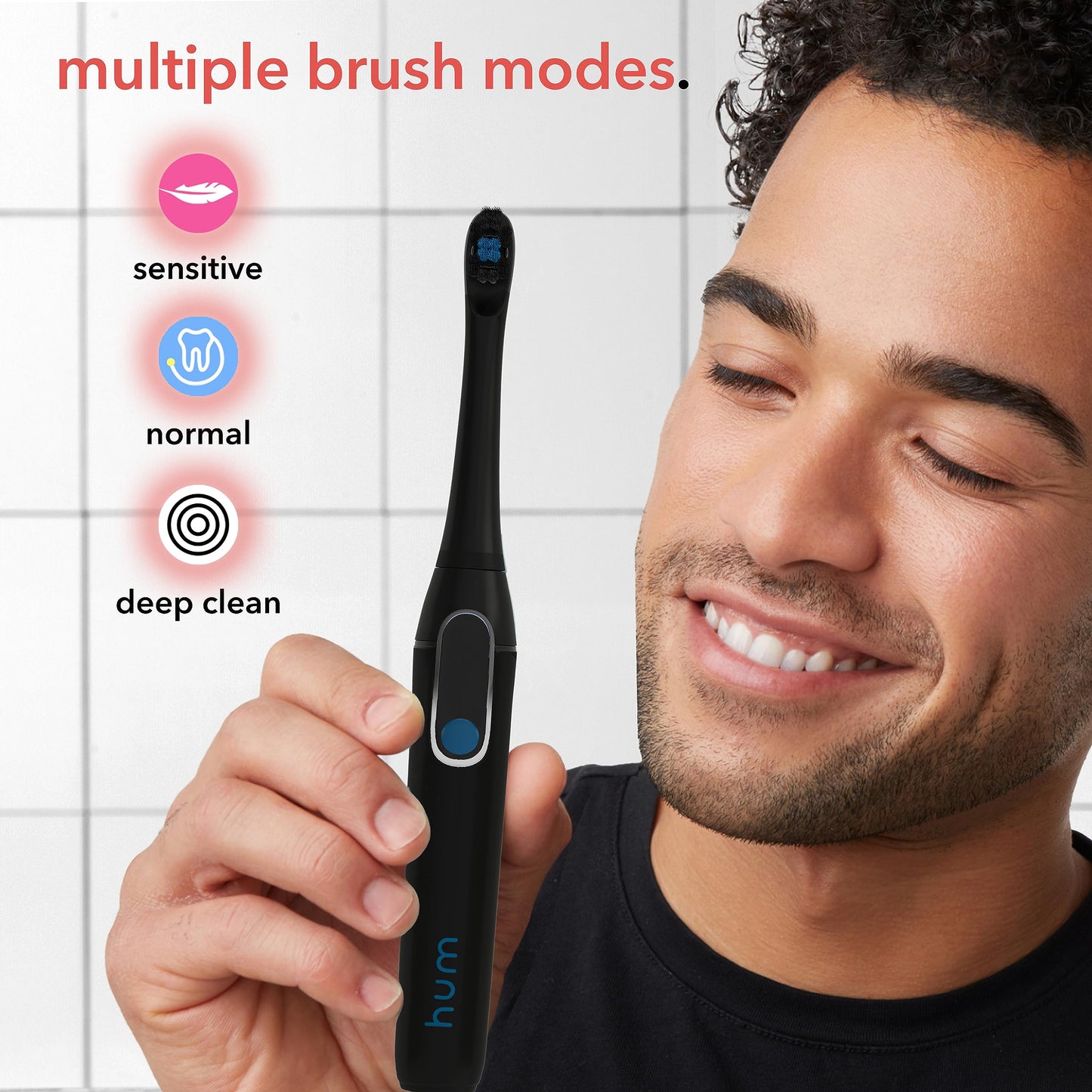 hum by Colgate Smart - Kit de cepillo para polvo de dientes eléctrico recargable, negro, unisex, para adultos