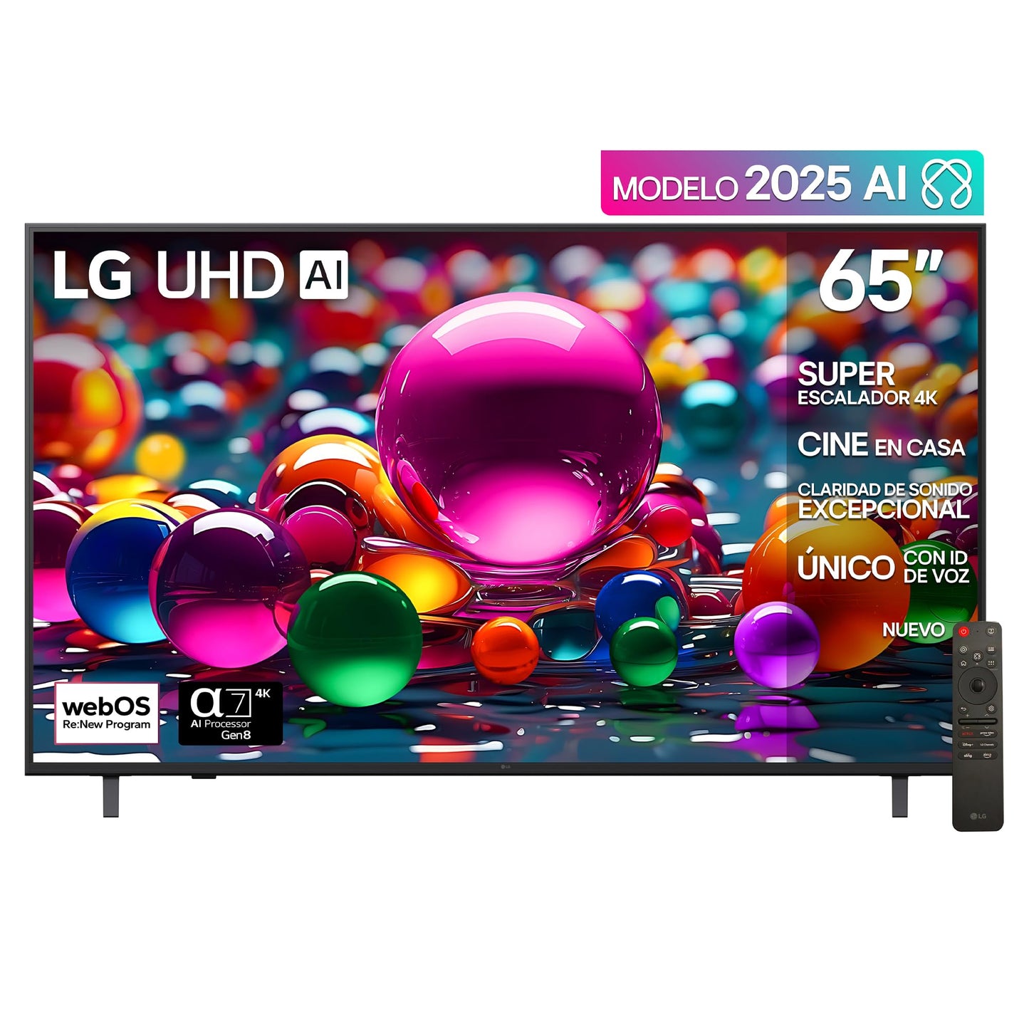 LG Pantalla 65 Pulgadas UHD AI UA8050 4K Smart TV 2025