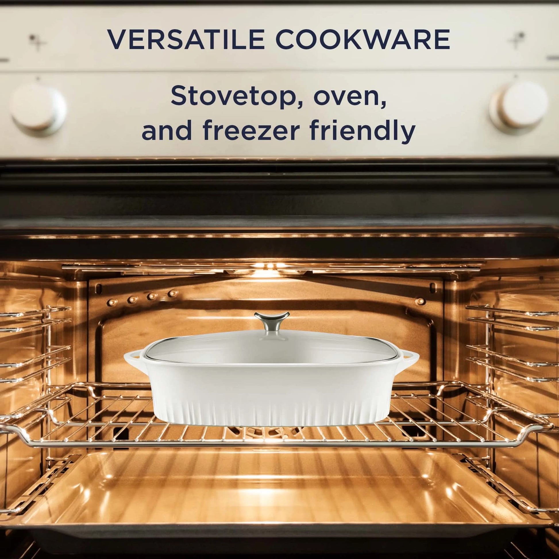 CorningWare QuickHeat - Asador de aluminio fundido de 5.7 cuartos de galón con tapa e interior de cerámica antiadherente, ligero y rápido incluso para hornear y cocinar al calor, para carnes, sopa