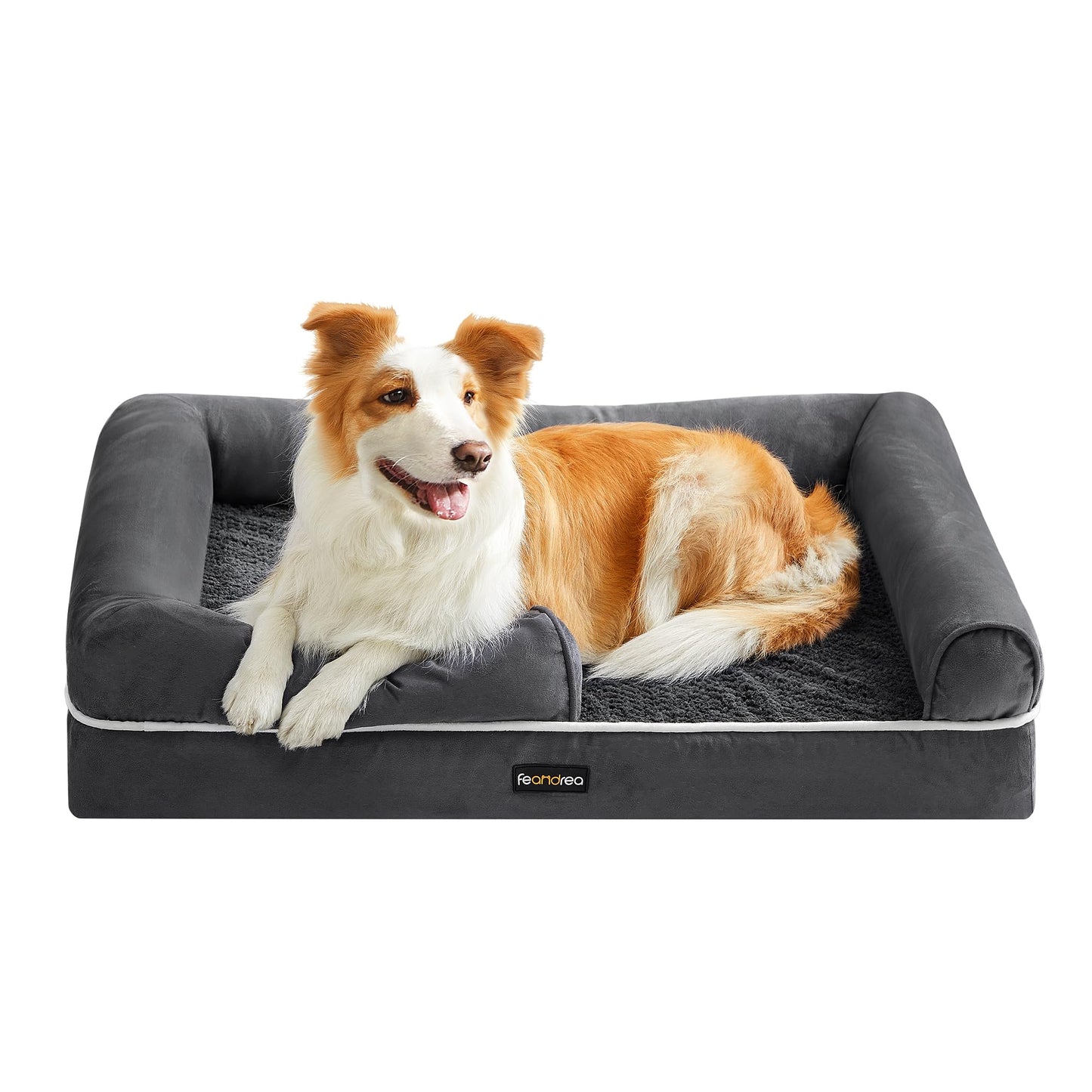 Cama Ortopédica para Perros Feandrea Gris Oscuro con Funda Extraíble Lavable