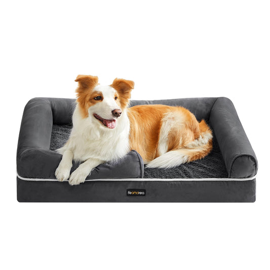 Cama Ortopédica para Perros Feandrea Gris Oscuro con Funda Extraíble Lavable