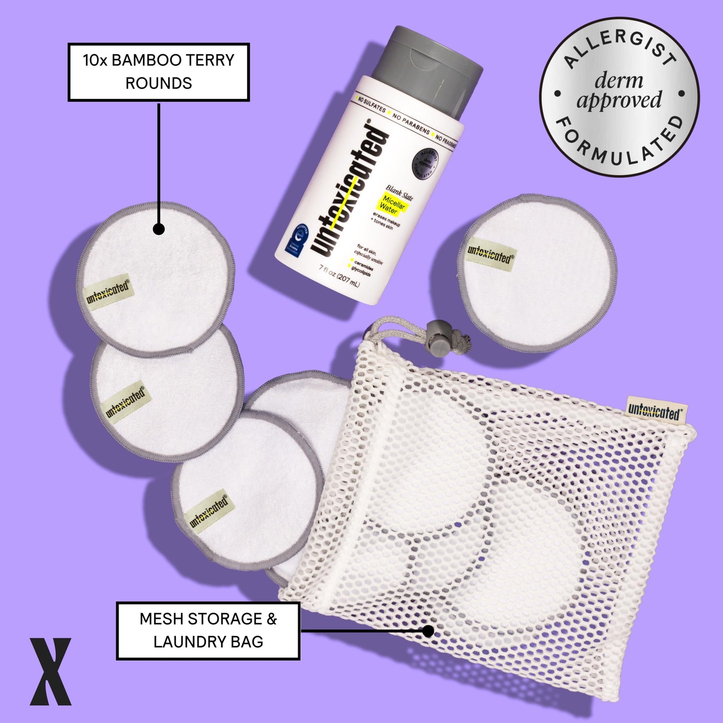 Untoxicated Discos Limpiadores Ultrasuaves, Discos Reutilizables de Doble Capa de Bambú, Desmaquillaje Y Cuidado de La Piel para Pieles Sensibles, Suaves Y Duraderos, Incluye Bolsa de Almacenamiento L