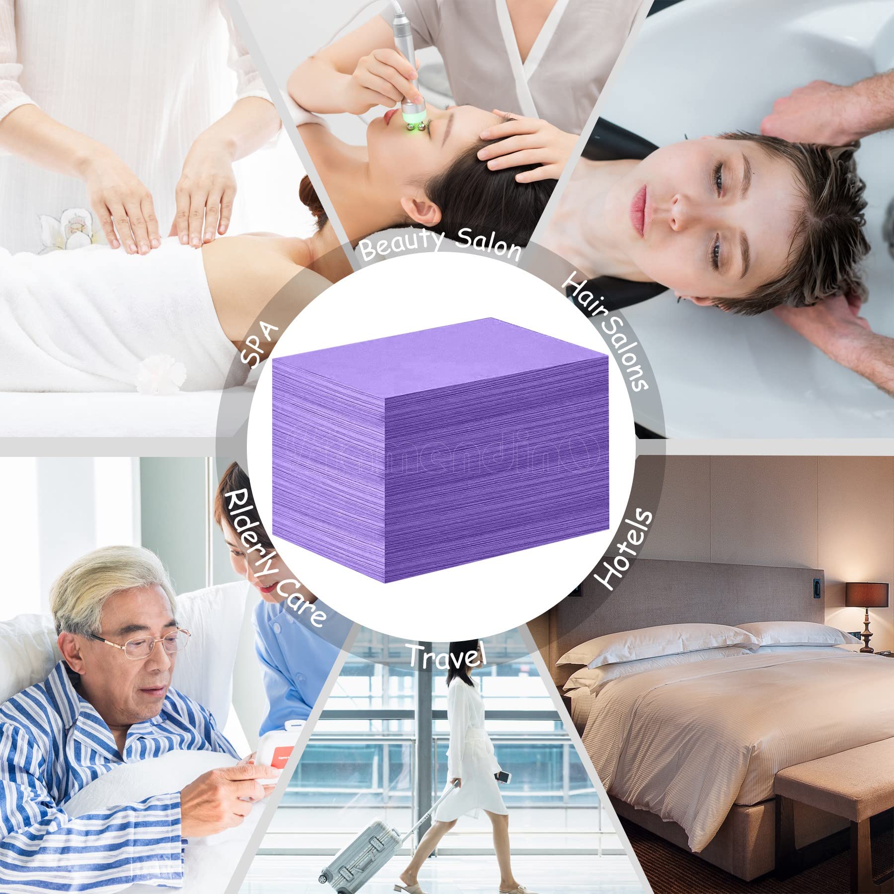 Framendino , Sábanas Desechables para Mesa De Masaje, Tela No Tejida Impermeable, Cubierta De Cama Transpirable para Silla De Salón, Camas De Pestañas para Hotel, 31 "X70 Paquete De 50 Púrpura