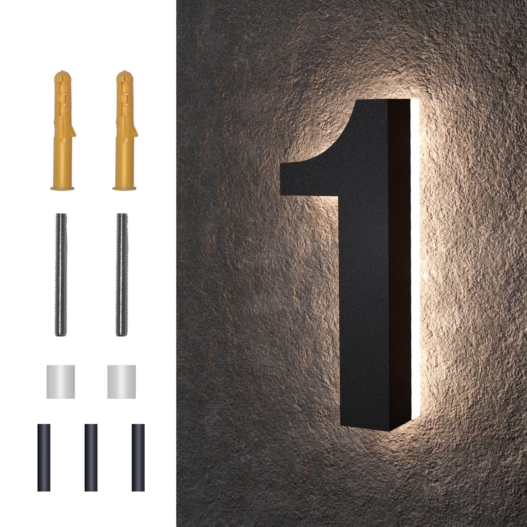 Números de Casa MIDIT Acero Inoxidable LED Retroiluminados Impermeables de 7 Pulgadas