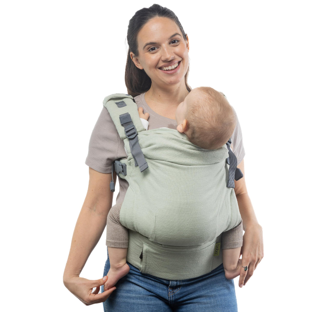 Boba X - Portabebés para recién nacidos a niños pequeños, mezcla de lino transpirable, certificado para cadera saludable, ligero, tamaño pequeño a grande 7-45 libras, portabebés microajustable desde