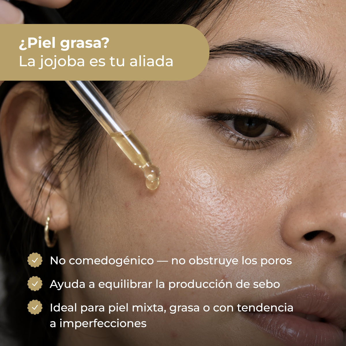 TY CARE Aceite de Jojoba 100% Puro 50 ml – Prensado en Frío, Sin Fragancia | Aceite Facial Ligero para Rostro, Cabello, Cuerpo y Uñas | Para Piel Seca, Mixta o Grasa | Wellness + Science