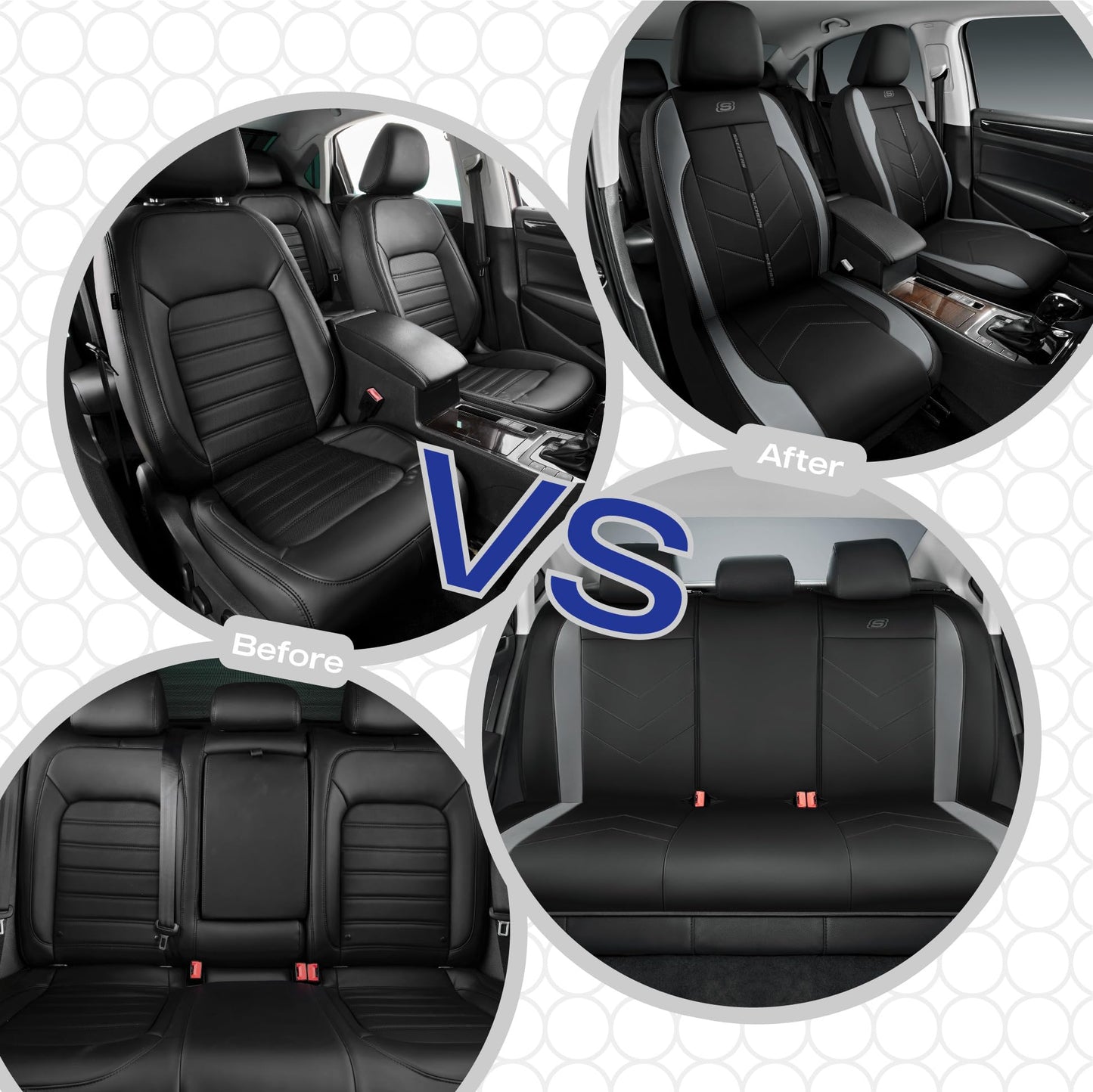 Skechers Fundas de asiento de coche, lujosas fundas de asiento de cuero sintético, protector de asiento de coche impermeable antideslizante para asientos delanteros, accesorios de coche compatibles
