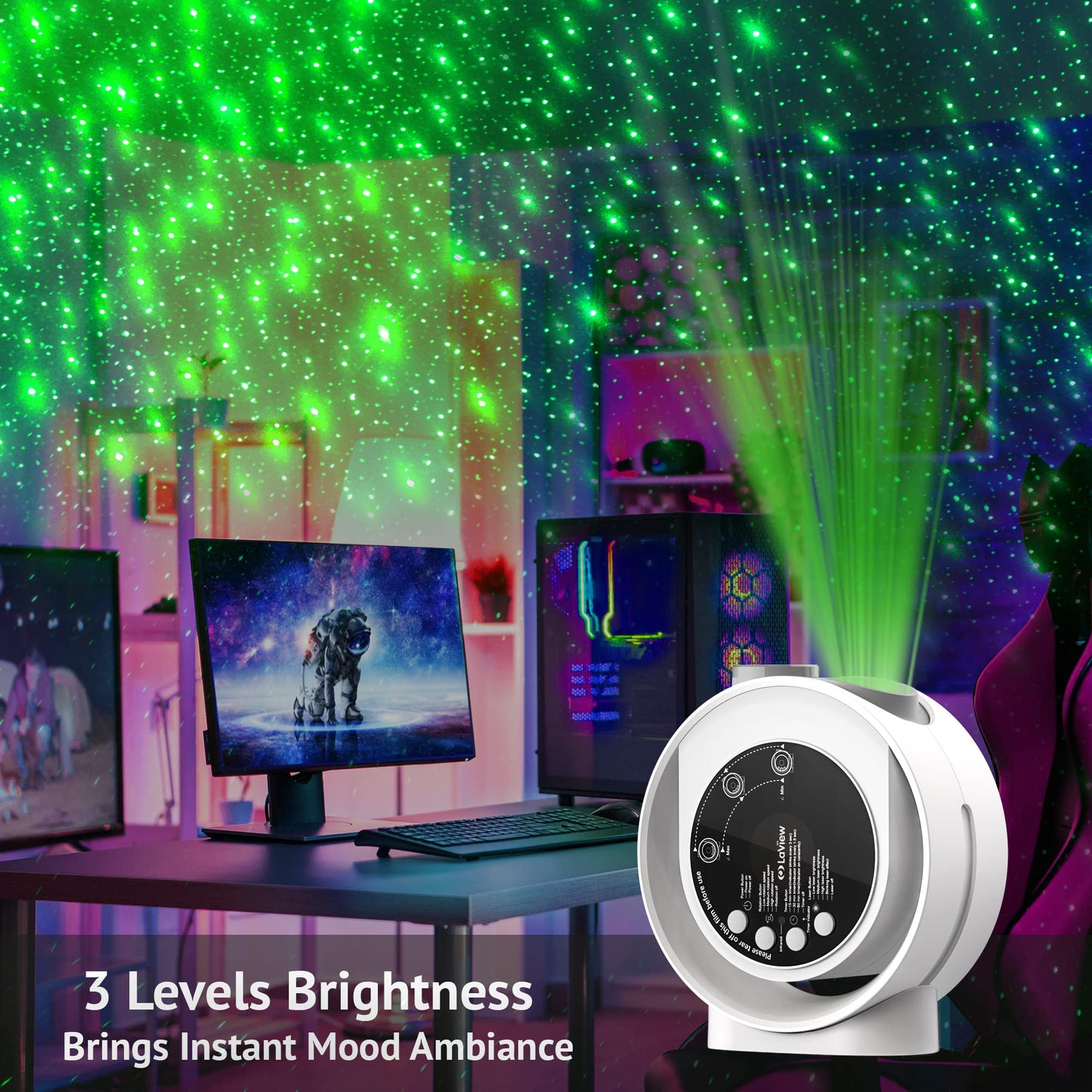 LaView Home Planetarium - Proyector de estrella ultra transparente con área de proyección de 130 pies cuadrados, temporizador de apagado automático, control remoto, luz nocturna para decoración de
