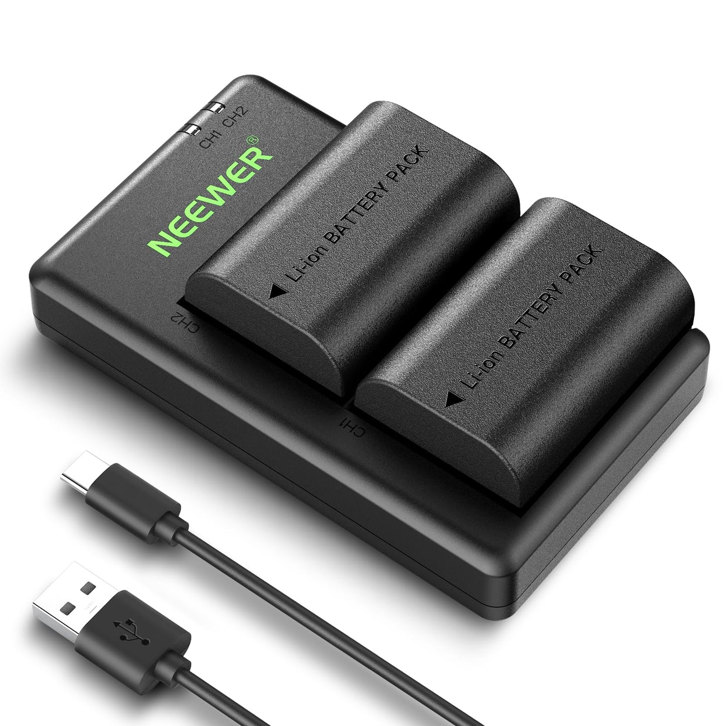 Paquete de 2 Baterías de Repuesto NEEWER LP-E6P/LP-E6NH/LP-E6N/LP-E6 Compatible con Canon EOS R5 R6 R7 5D II III IV 6D II y Cargador Dual USB
