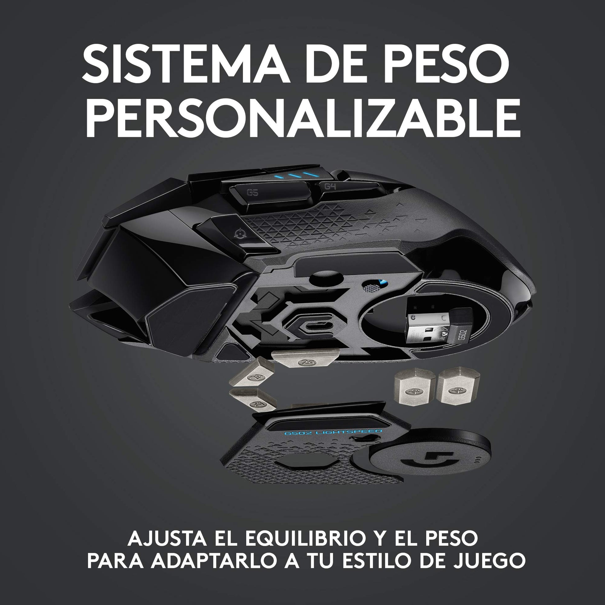 Logitech G502 LIGHTSPEED Mouse Gaming Inalámbrico, HERO 25K, 25,600 DPI, RGB, Peso Reducido, 11 Botones Programables, Batería Larga Duración, POWERPLAY-compatibile, PC, Negro - Windows