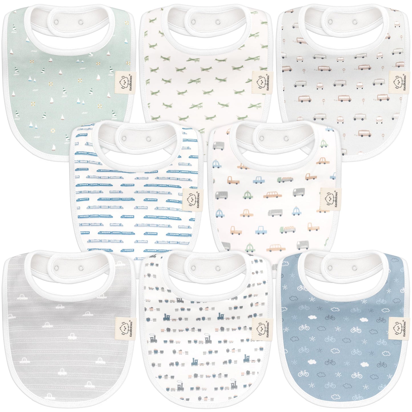 Paquete de 8 baberos orgánicos para bebés para niñas y niños, baberos de dentición para niños y niñas, baberos recién nacidos para bebés y niños (vasos)