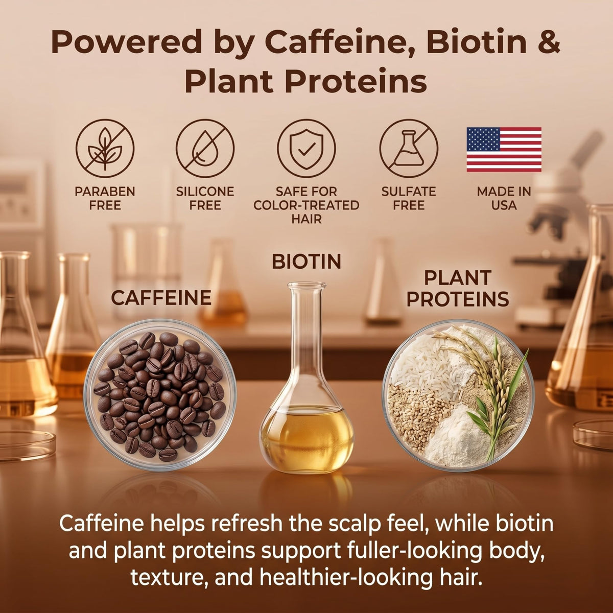 Spray Voluminizador Biotin CAFEINE para Cabello Grueso y Completo