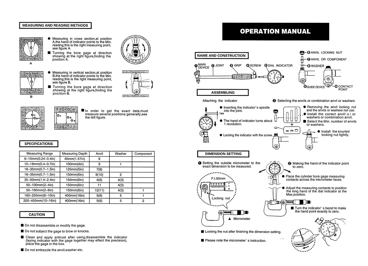 HFS(R) 2-6 Pulgadas Juego de Calibrador de Diámetro Interno Calibre para Indicador de Dial