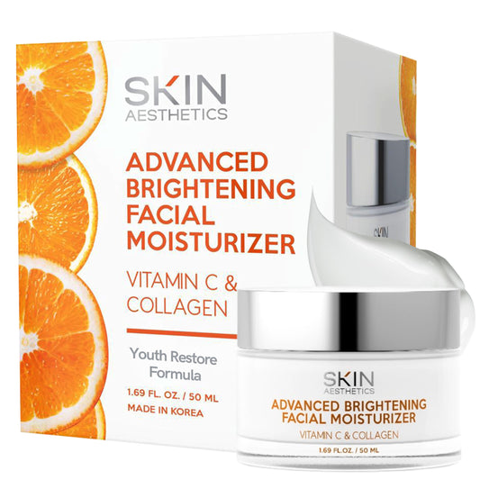 Skin Aesthetics Vitamin C and Collagen Daily Face Moisturizer - Reduce Fine Lines & Wrinkles, Anti-aging, Advanced Brightening Day Cream - Cruelty Free Korean Skincare For All Skin Types - 1.69 Fl. oz