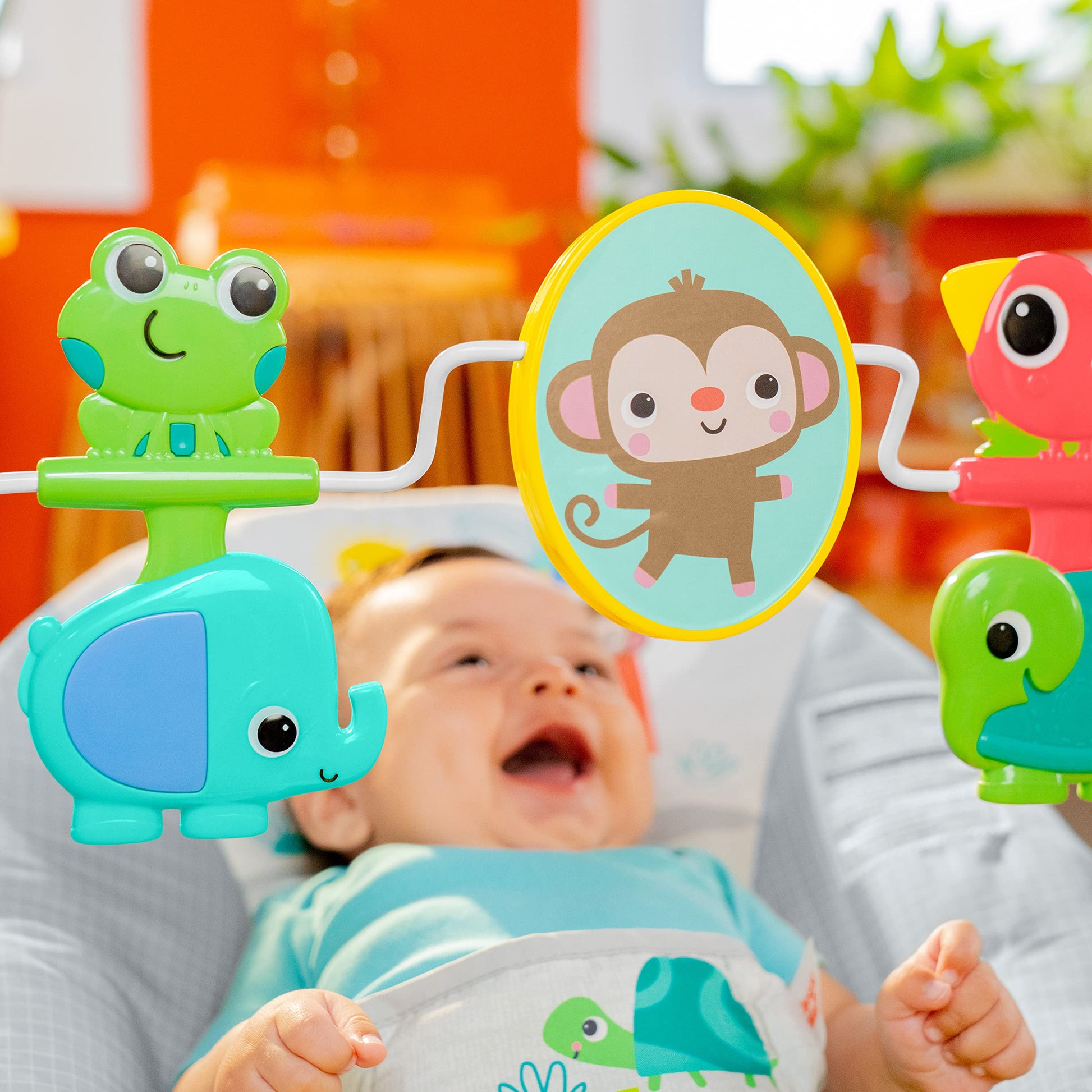 Bright Starts Playful Paradise - Asiento cómodo para bebé con vibración calmante y juguetes, unisex, 0-6 meses