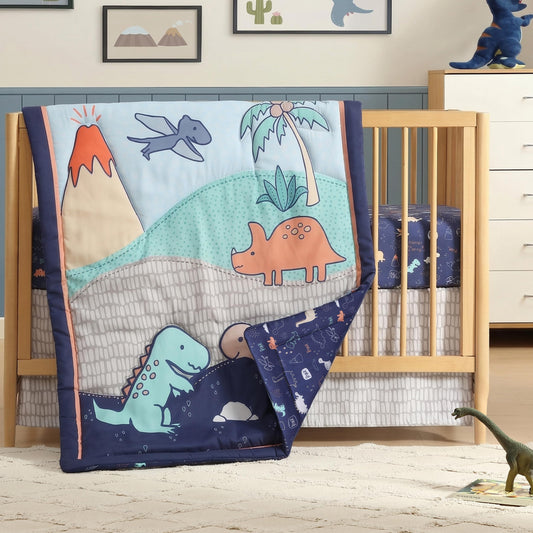 Hōmistry - Juego de ropa de cama para cuna de 3 piezas para niños - Edredón reversible, sábana bajera, falda de cuna - Juego de ropa de cama para cuna de bebé de microfibra suave, transpirable y