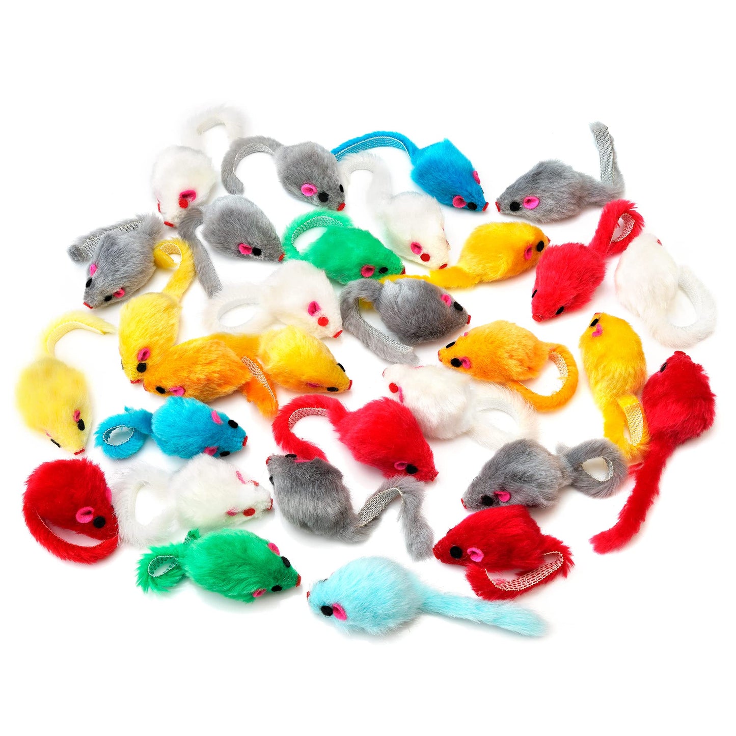Chiwava 36 Piezas 10cm Juguetes para Gatos Peludo Ratones sonajero pequeño Ratón Gato Gatito Interactivo Colores Variados