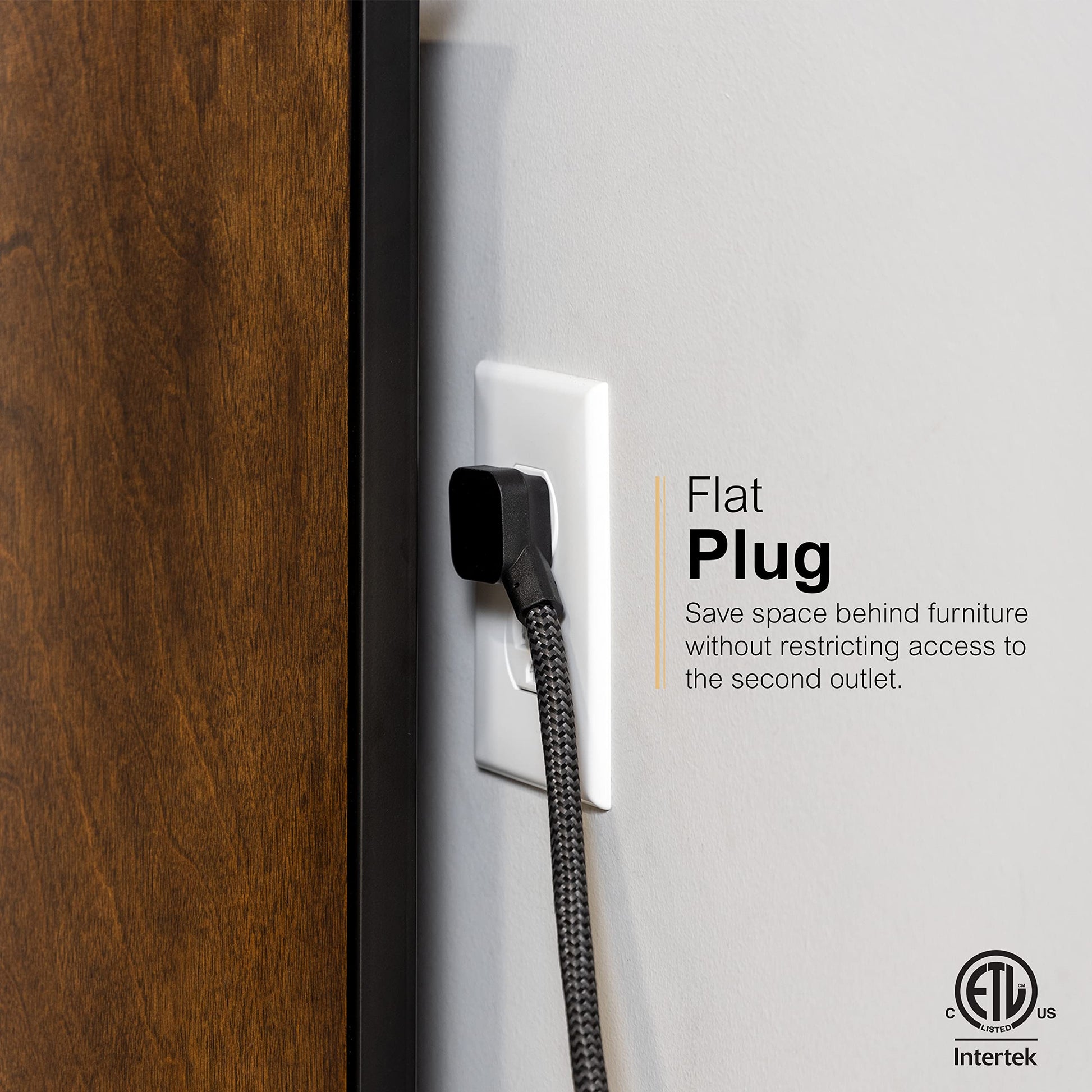 GE UltraPro - Protector de sobretensiones de 10 Salidas con Puertos USB, 2 Puertos USB-A, 2.4A, 12W, Cable Trenzado de 4 pies, Protector de sobretensiones de 3540 Julios, Negro, 73775
