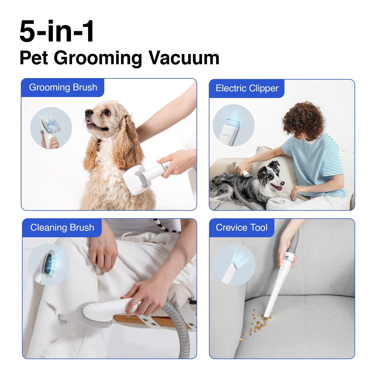 Aspiradora para perros Neakasa by neabot P0 Pro, para la caída del pelo, kit de aseo portátil y ligero de 3 kg, cortapelos silencioso para perros, removedor de pelo para gatos