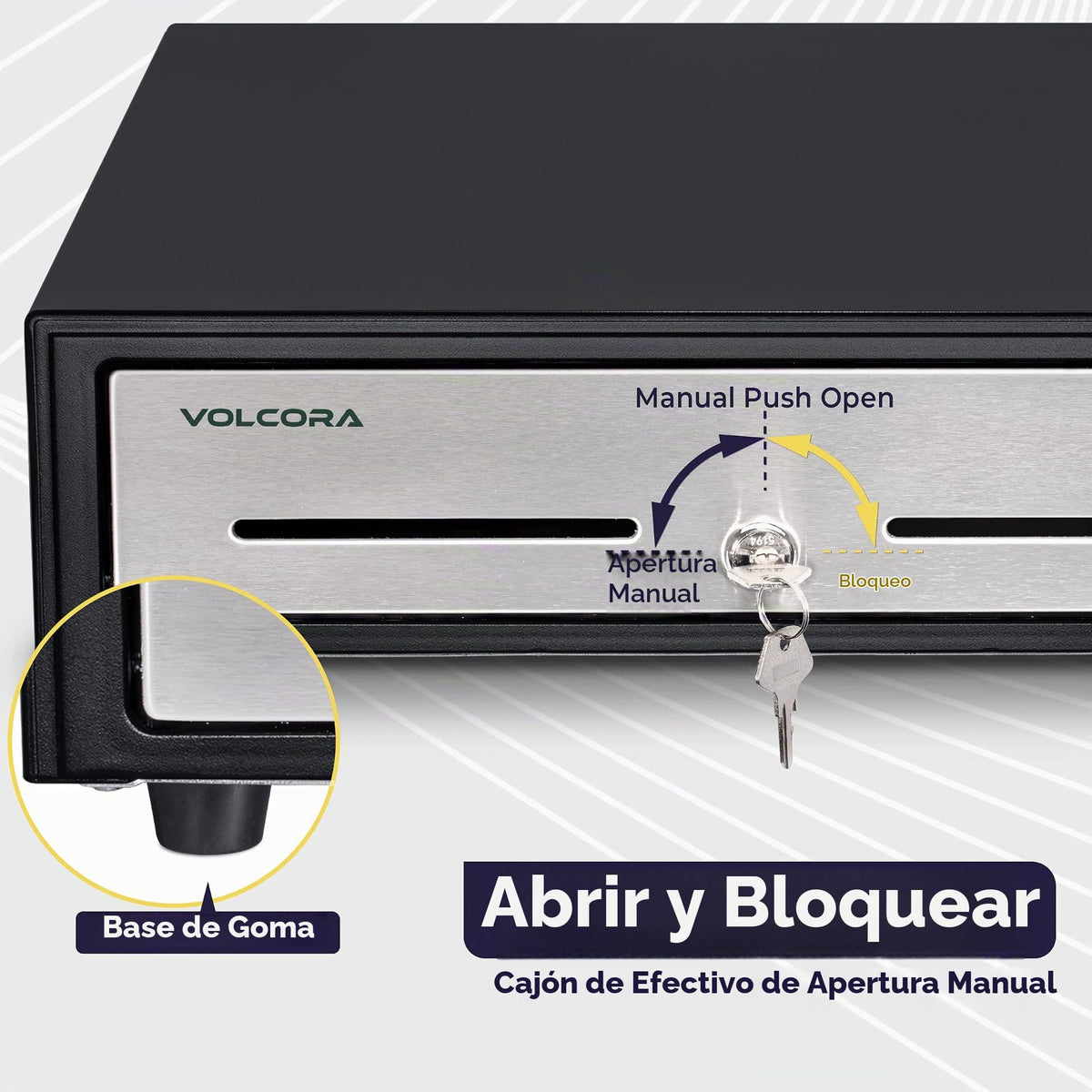 Cajón de Caja Registradora Volcora Negro Acero Inoxidable Duradero con Bandeja Extraíble para Sistema POS
