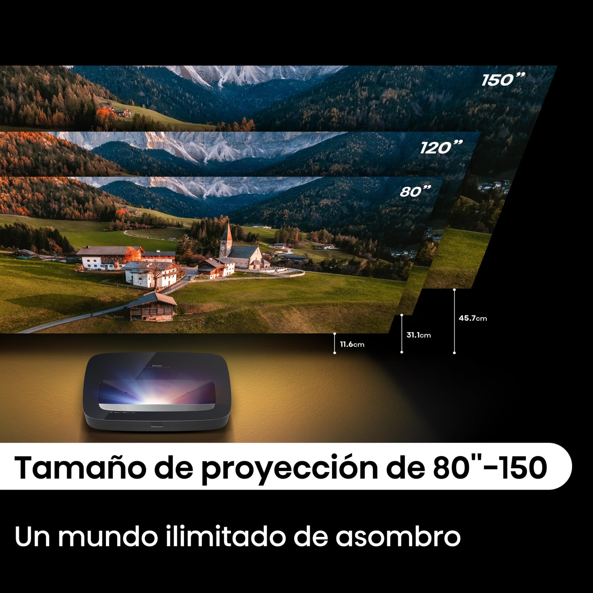 Hisense Proyector Inteligente de Distancia ultracorta 4K X-Fusion Laser Cinema PL2 Dolby Vision＆Dolby Atmos