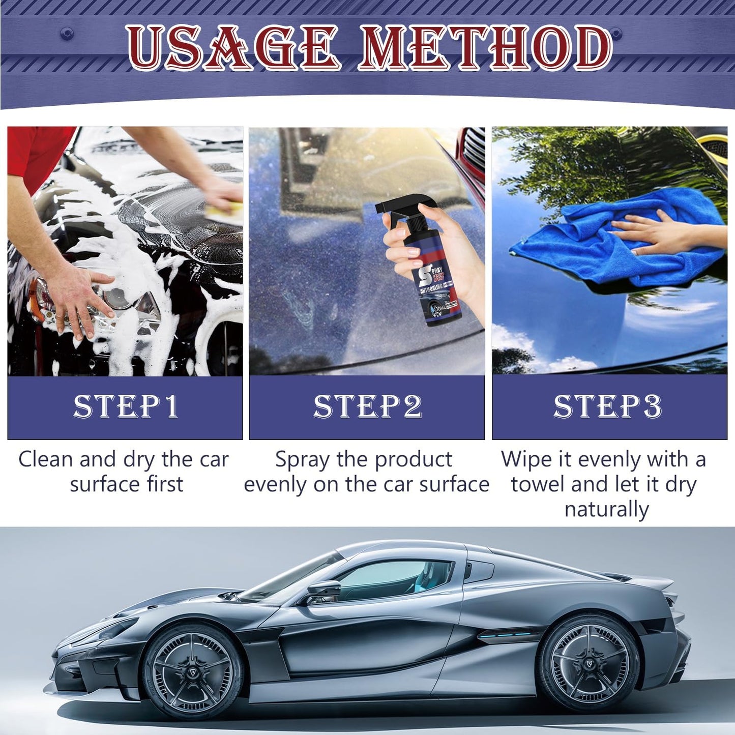 Spray de Recubrimiento de Coche High Protection 3 en 1 con Esponja y Toalla 120ML para Acción Rápida