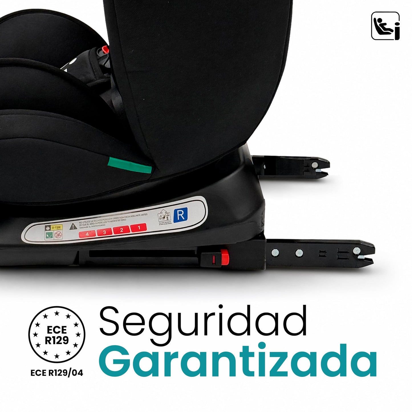 Amulay Autoasiento Baku 360° ISOFIX i-Size, 0 a 12 Años, Negro